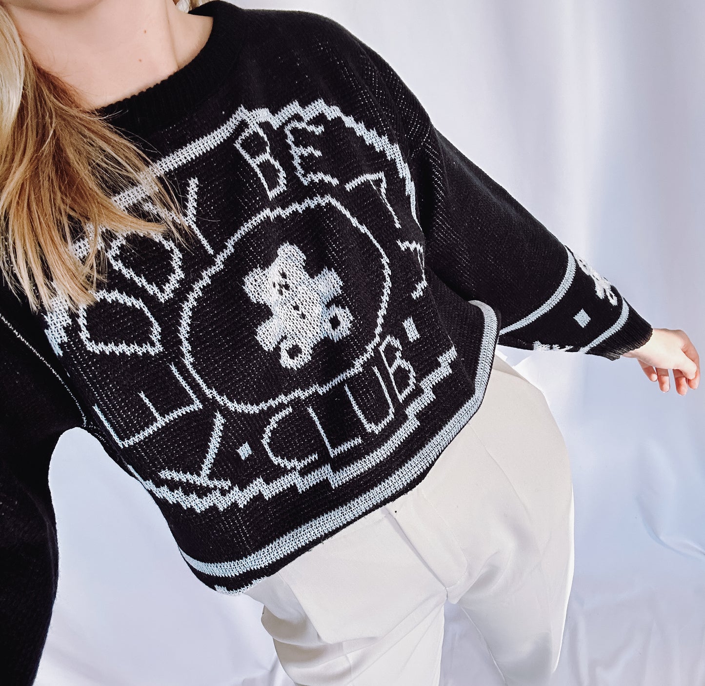 Vintage 80s Adele "Teddy Bear Club" Knit Sweater, Made in U.S.A. Crewneck