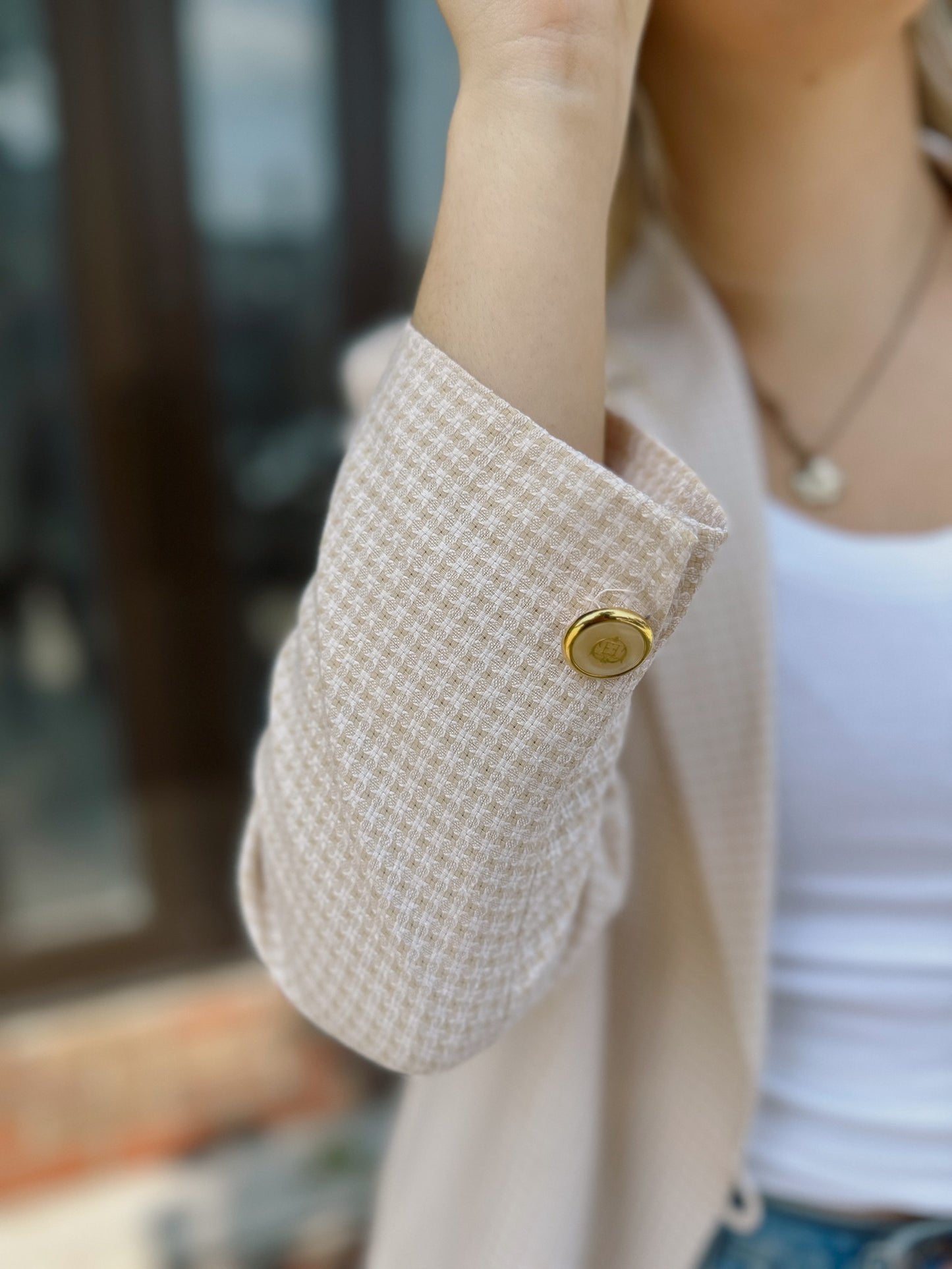 Vintage 90s Escada Margaretha Ley Woven Cream Blazer