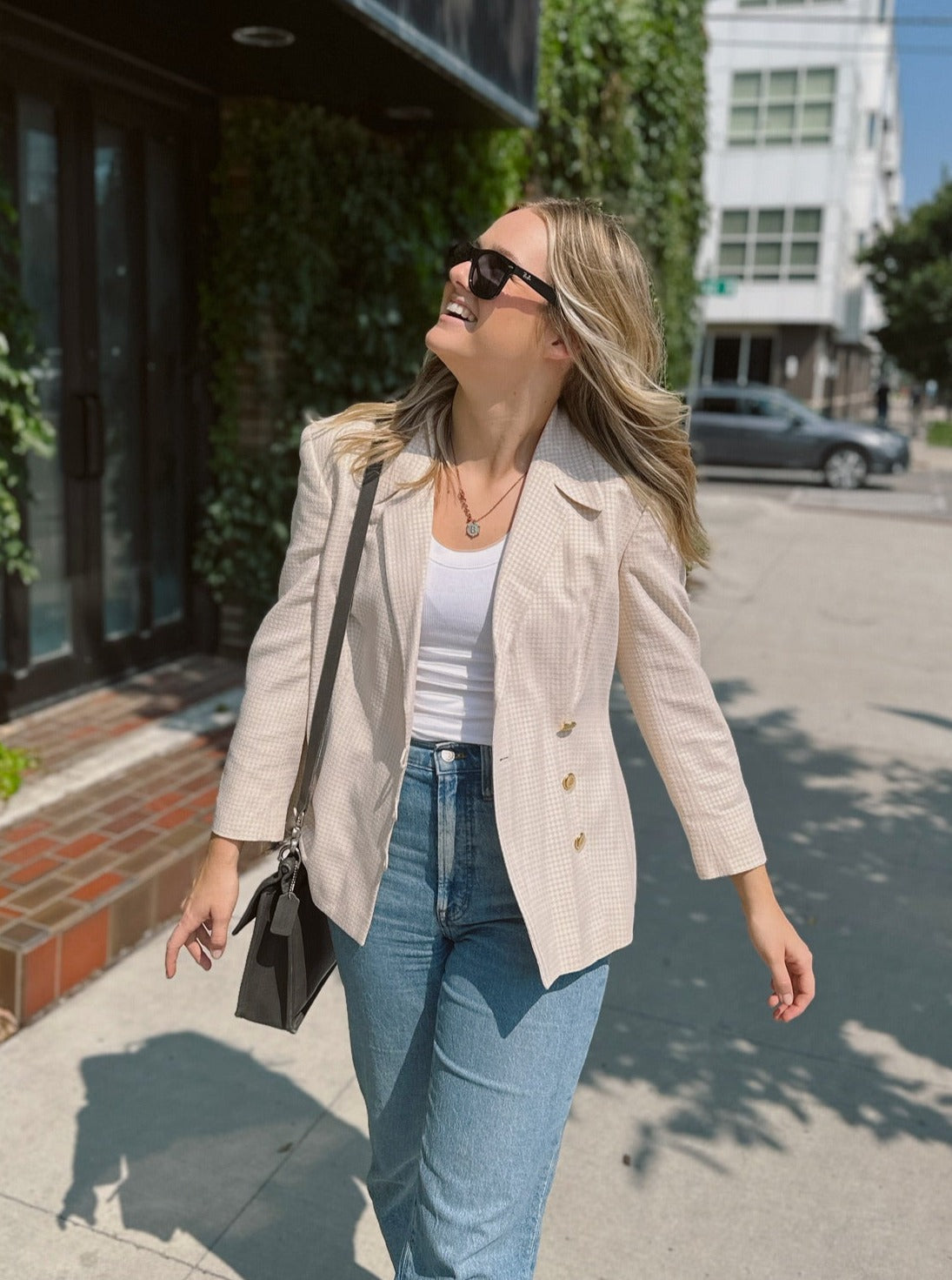 Vintage 90s Escada Margaretha Ley Woven Cream Blazer