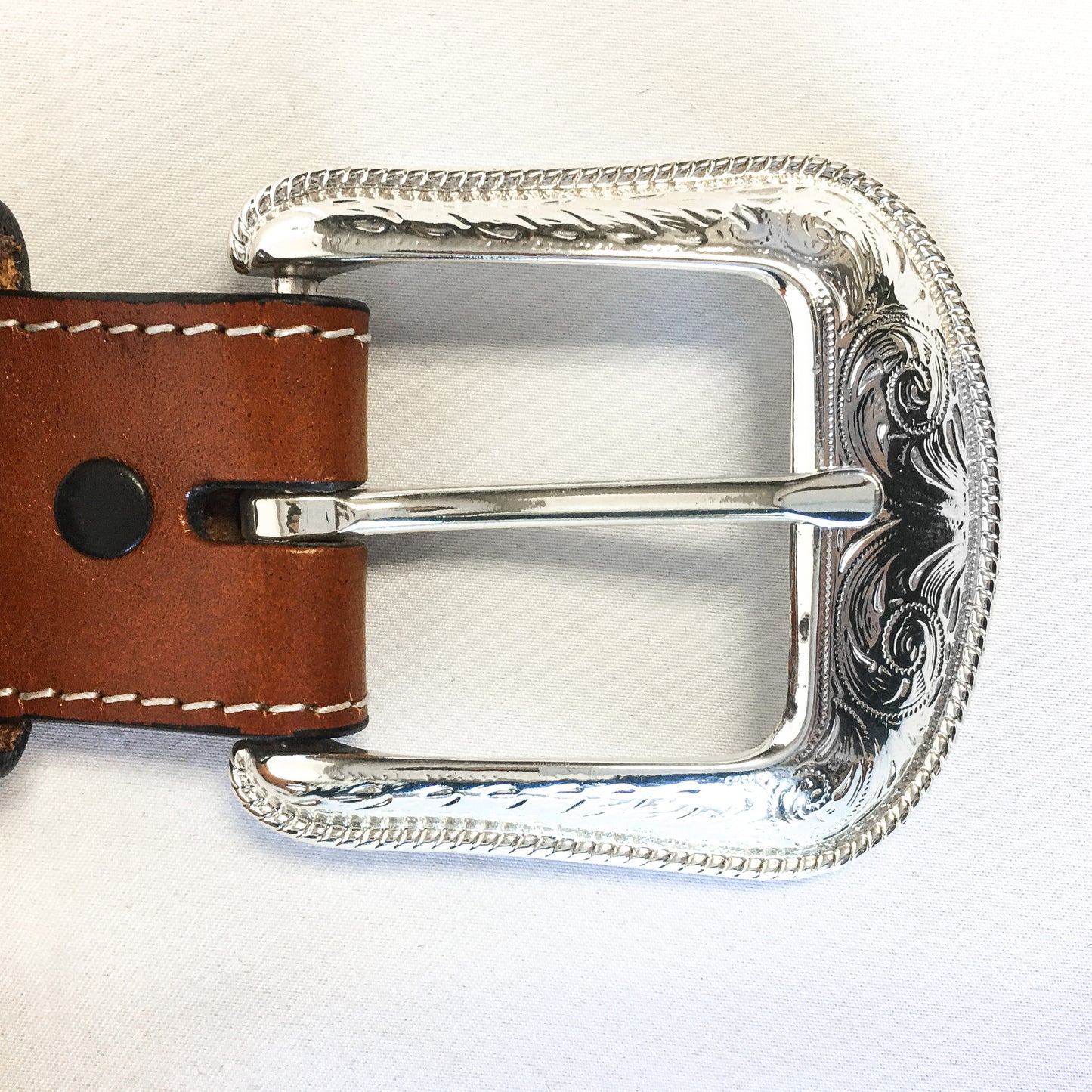3D Western Men's Leather Concho Tooled Brown Basketweave Belt, Sz. 46, Style #1071