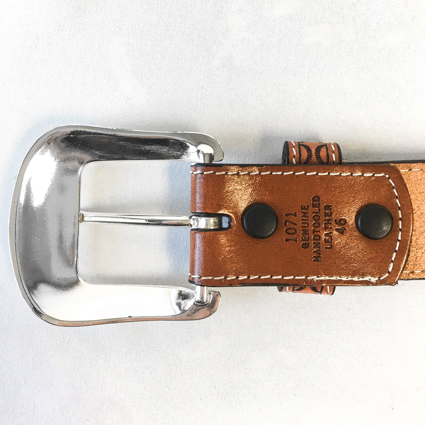 3D Western Men's Leather Concho Tooled Brown Basketweave Belt, Sz. 46, Style #1071