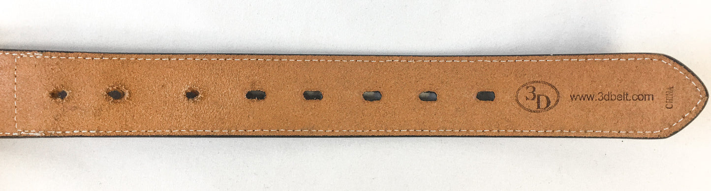 3D Western Men's Leather Concho Tooled Brown Basketweave Belt, Sz. 46, Style #1071