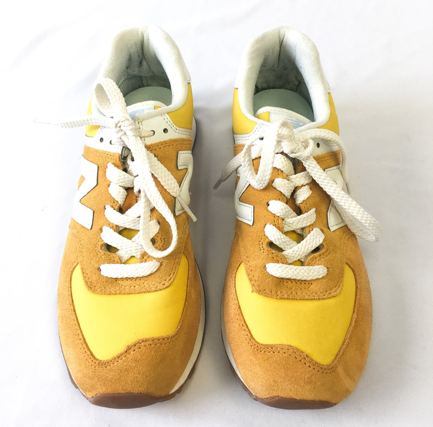 New Balance 574 Gold Suede Sneakers, Men's Sz. 6.5, Women's Sz. 8