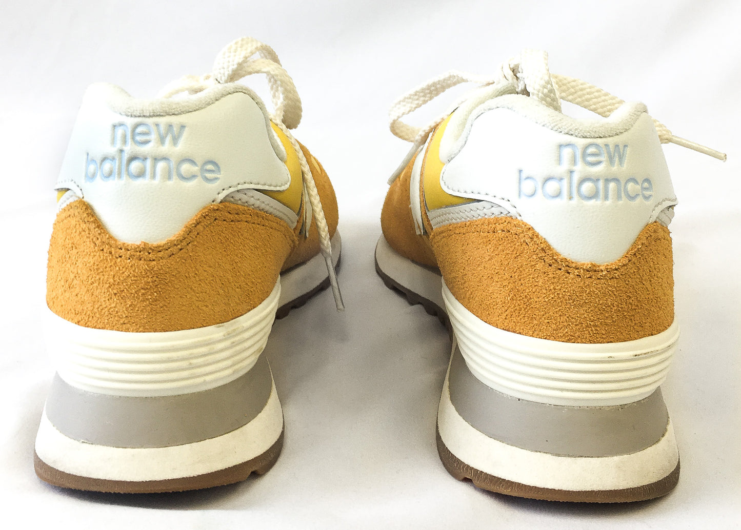 New Balance 574 Gold Suede Sneakers, Men's Sz. 6.5, Women's Sz. 8