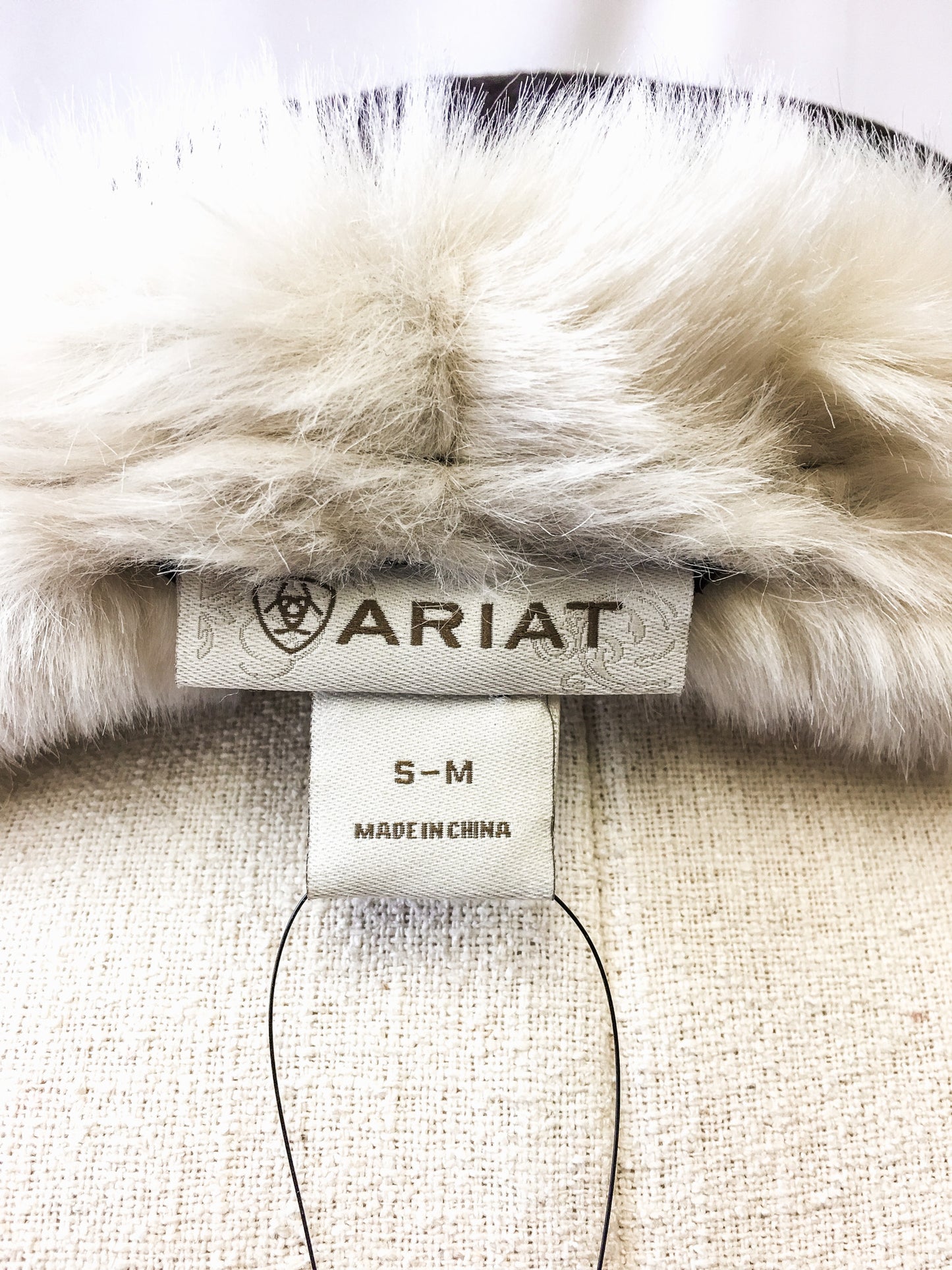 NWT Ariat Brown and Cream Kesha Fur Vest, size Small/Medium
