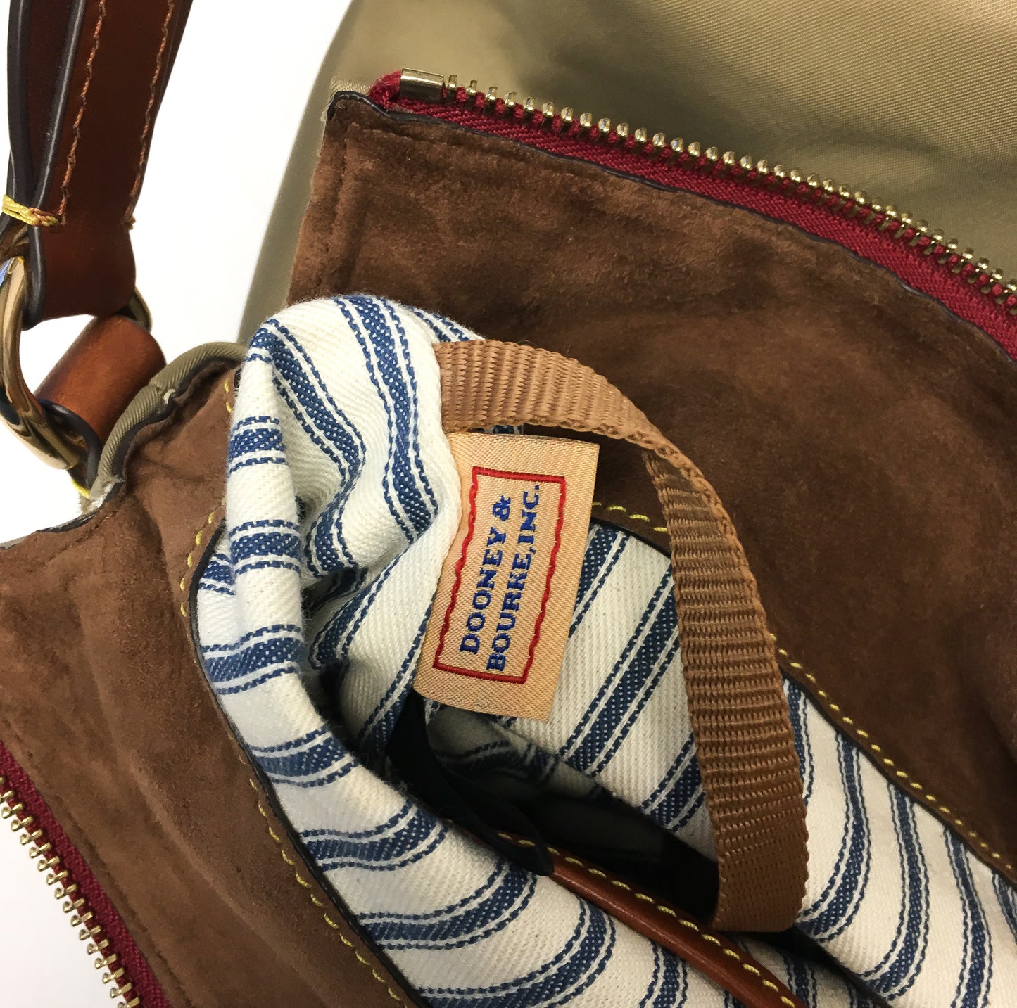 Dooney and Bourke Olive Green Nylon Leather Shoulder Tote with Matching Coin Pouch