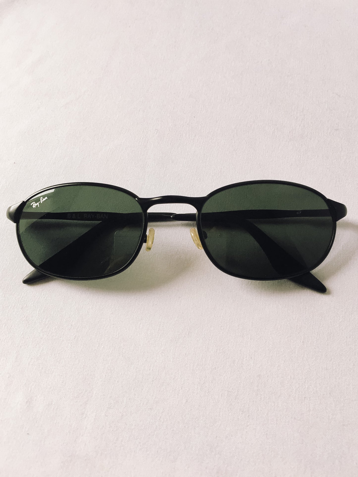 Vintage Black Oval Framed Ray Ban Sunglasses with Case, Style B & L