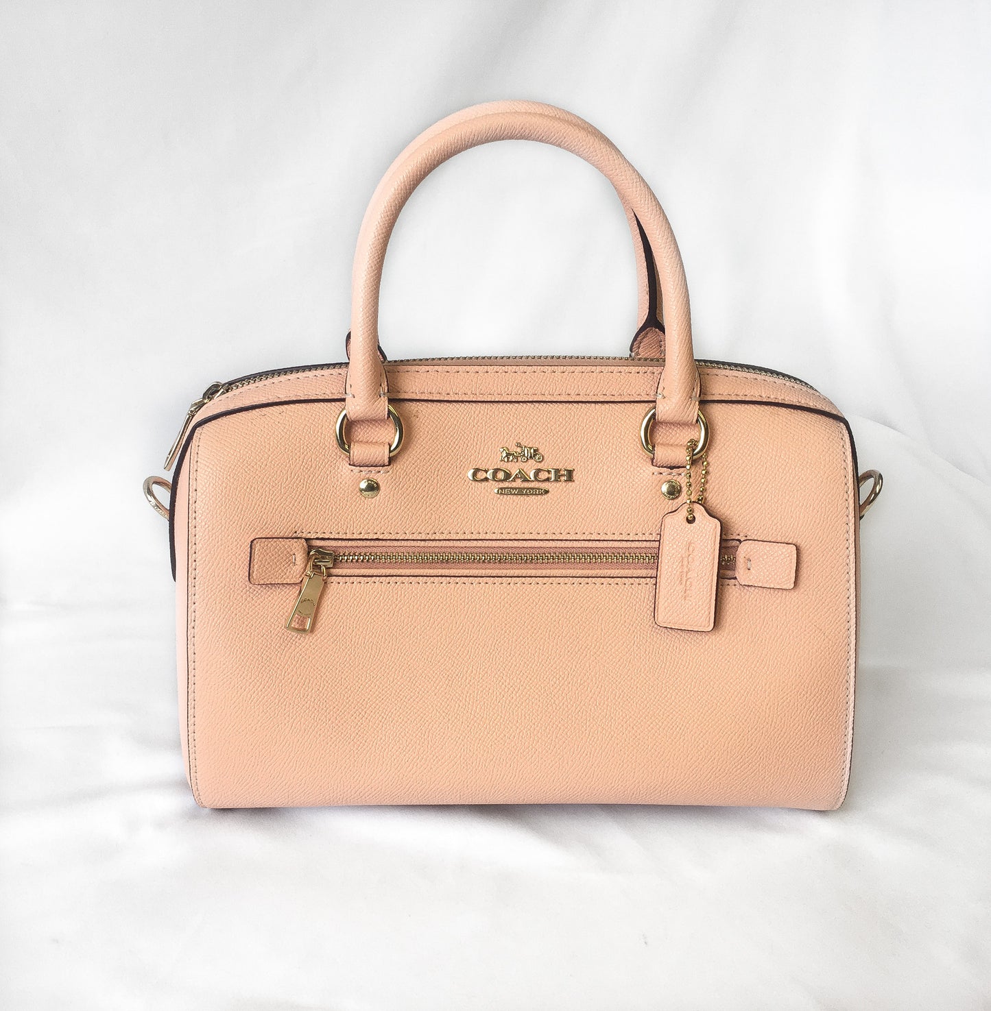 Coach Rowan Crossgrain Faded Blush/Salmon Satchel w/ Detachable Strap, #79946