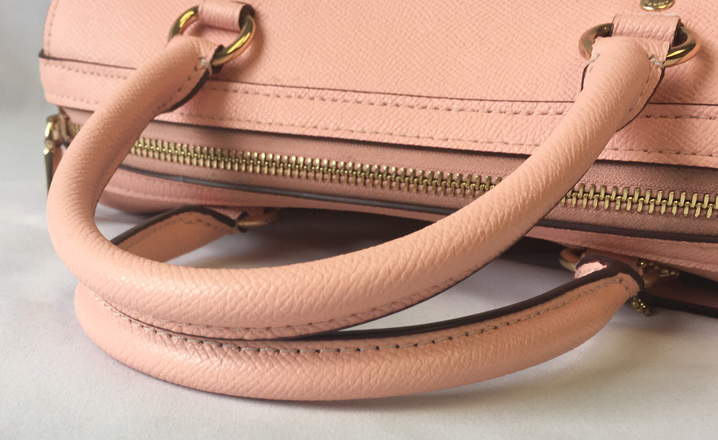Coach Rowan Crossgrain Faded Blush/Salmon Satchel w/ Detachable Strap, #79946