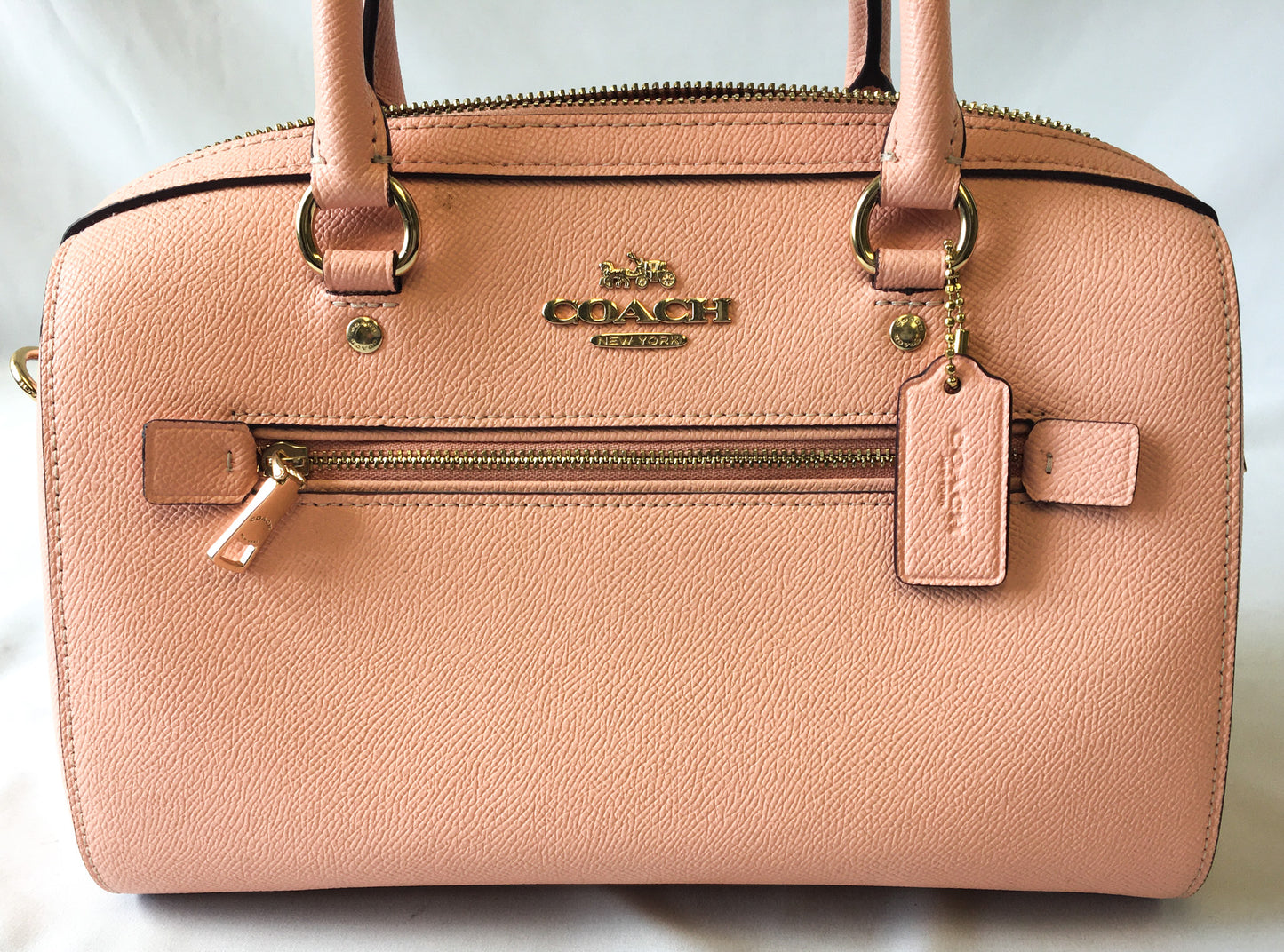 Coach Rowan Crossgrain Faded Blush/Salmon Satchel w/ Detachable Strap, #79946