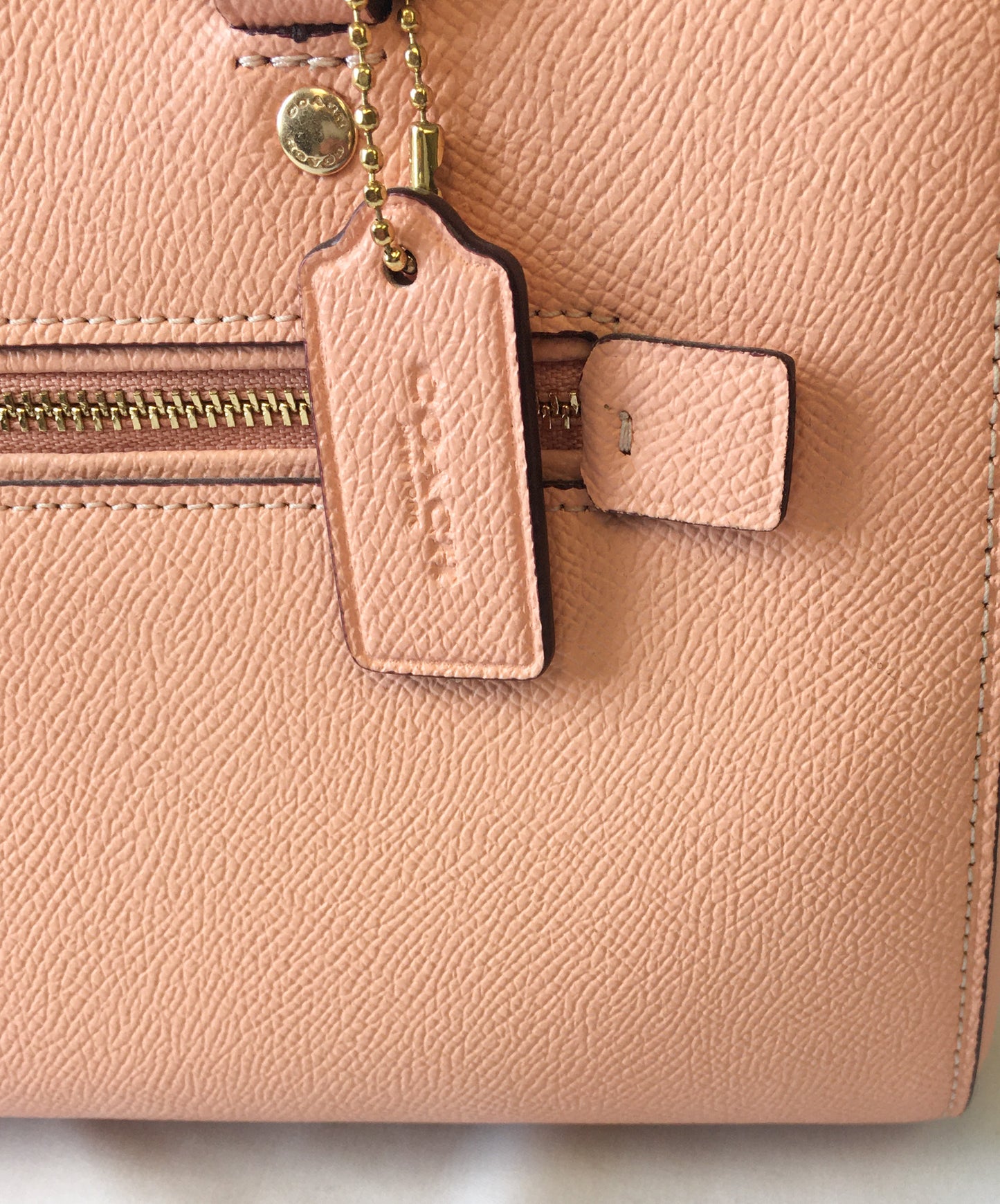 Coach Rowan Crossgrain Faded Blush/Salmon Satchel w/ Detachable Strap, #79946
