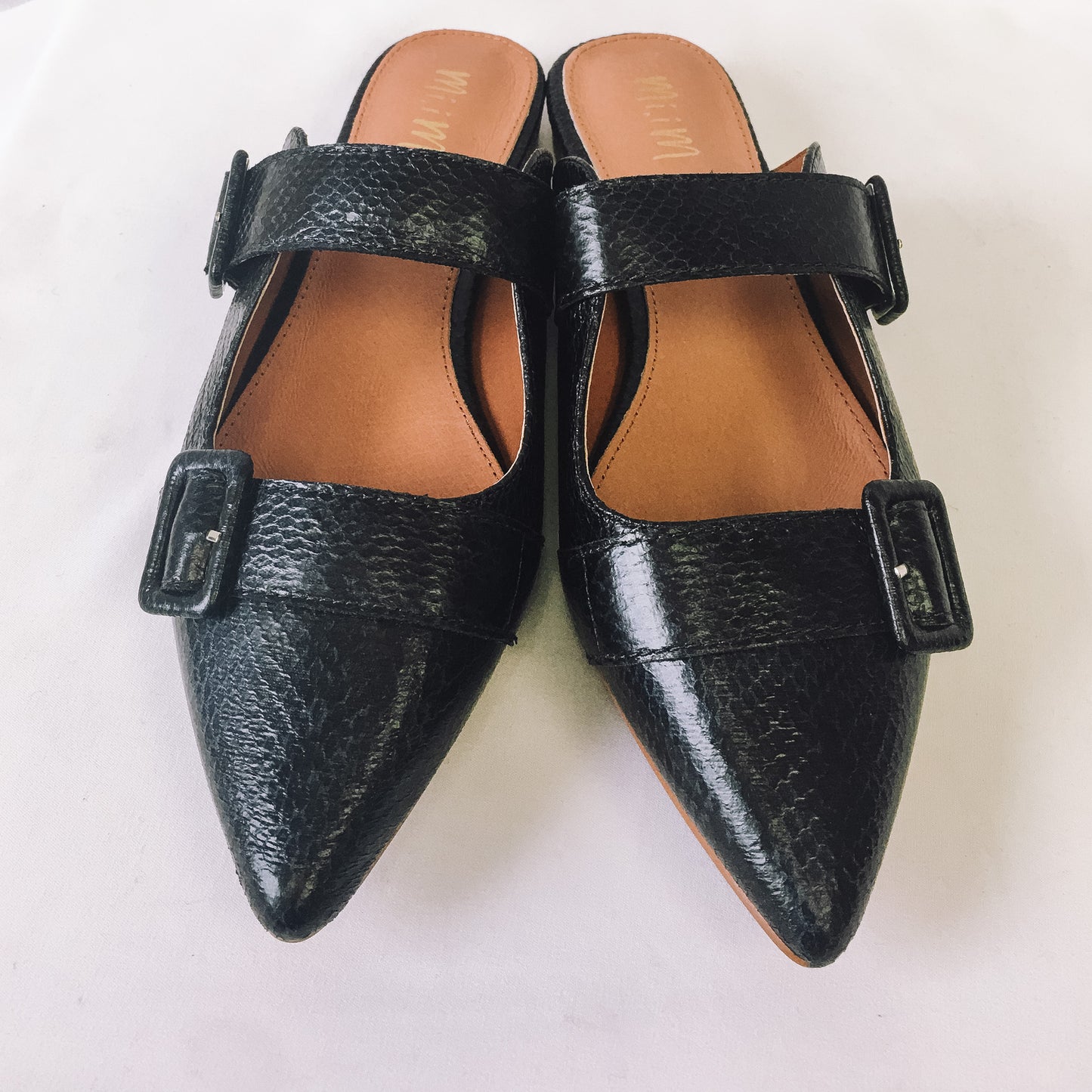 MI,IM by Miracle Miles Navy Hannah Genuine Leather Pointed-Toe Shoe with Box, Women's Sz. 8.5
