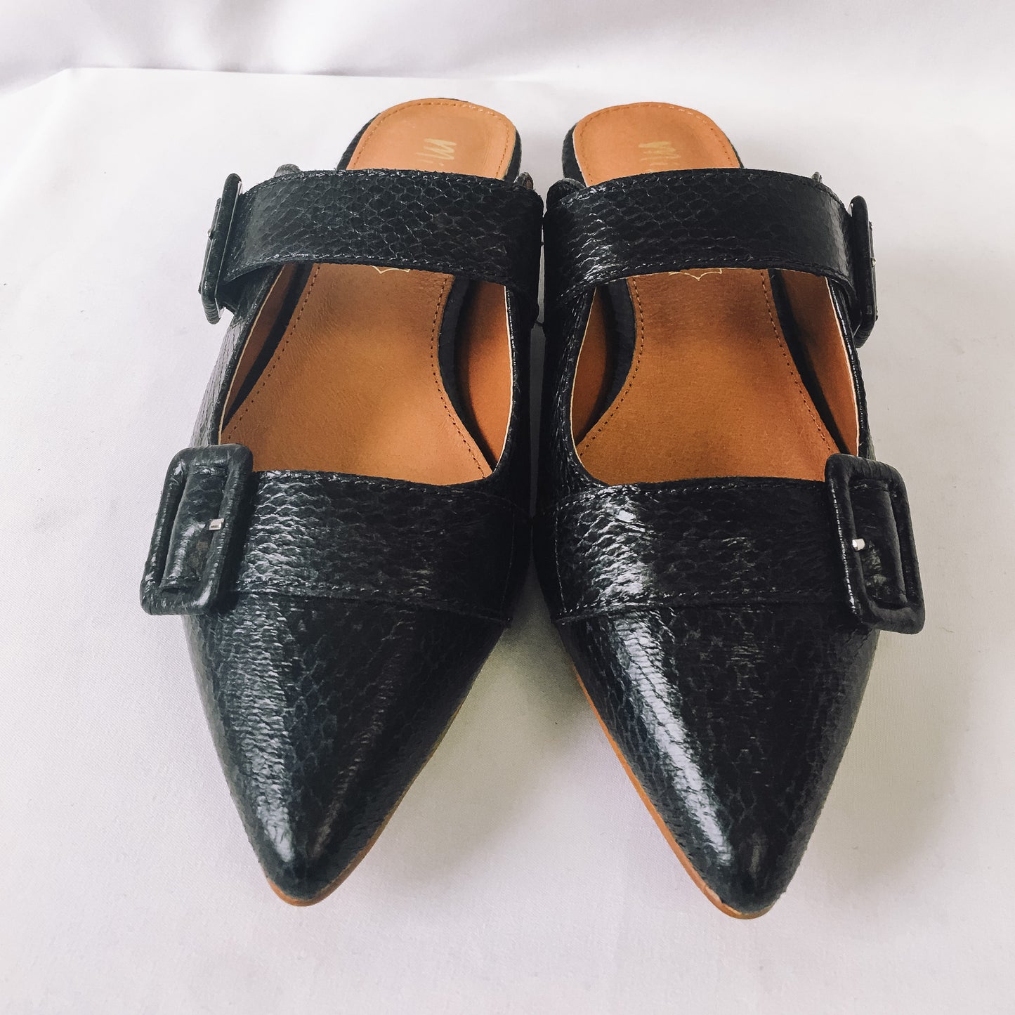 MI,IM by Miracle Miles Navy Hannah Genuine Leather Pointed-Toe Shoe with Box, Women's Sz. 6.5