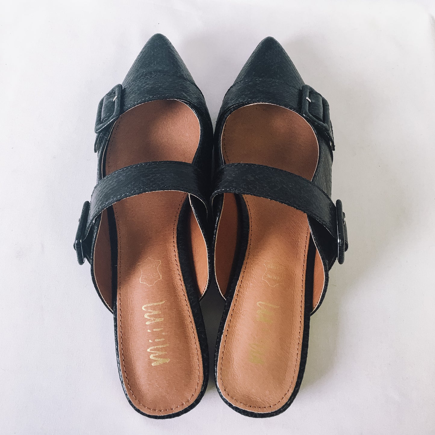 MI,IM by Miracle Miles Navy Hannah Genuine Leather Pointed-Toe Shoe with Box, Women's Sz. 6.5