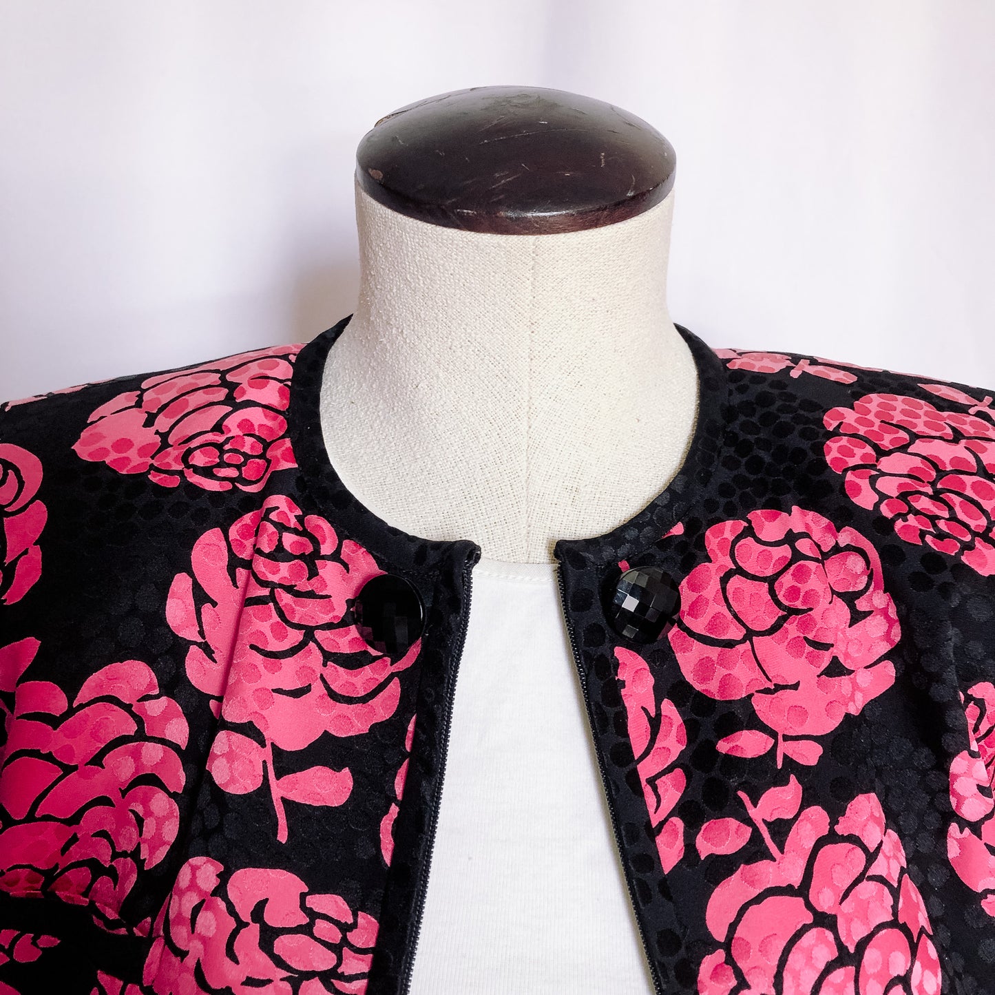 Vintage 80s VALENTINO NIGHT Silk Pink Floral Suit Set, Sz. 10