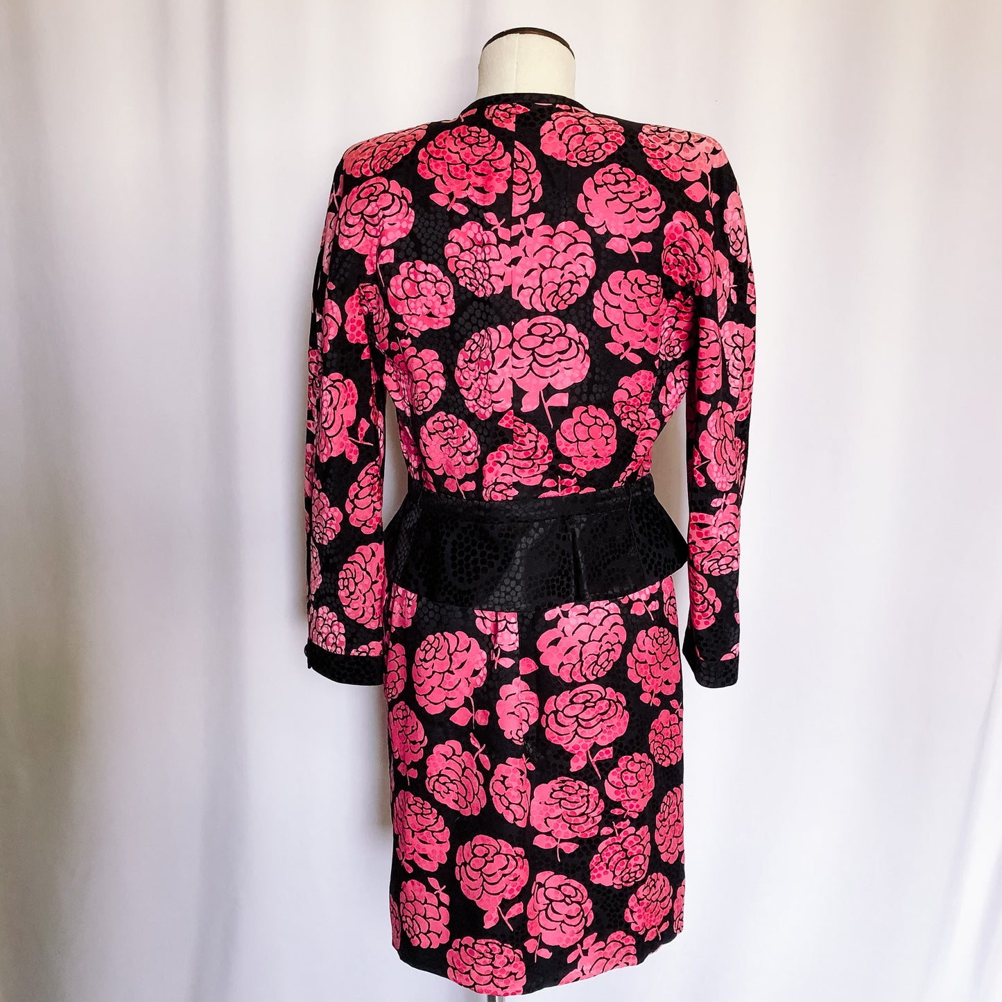Vintage 80s VALENTINO NIGHT Silk Pink Floral Suit Set, Sz. 10
