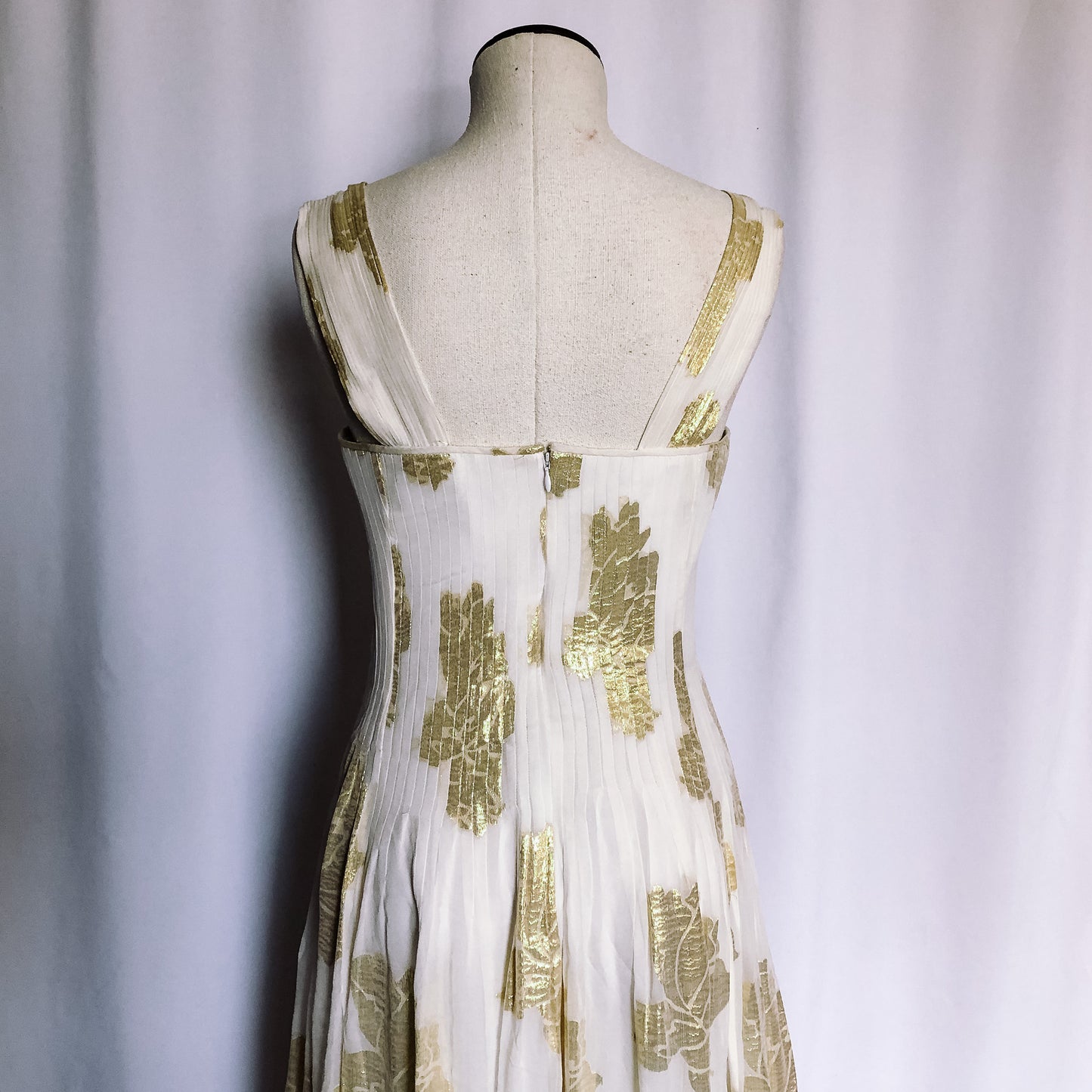 DIANE VON FURSTENBERG, DVF, "Lillie" Gold Metallic Silk Maxi Dress, Sz. 6