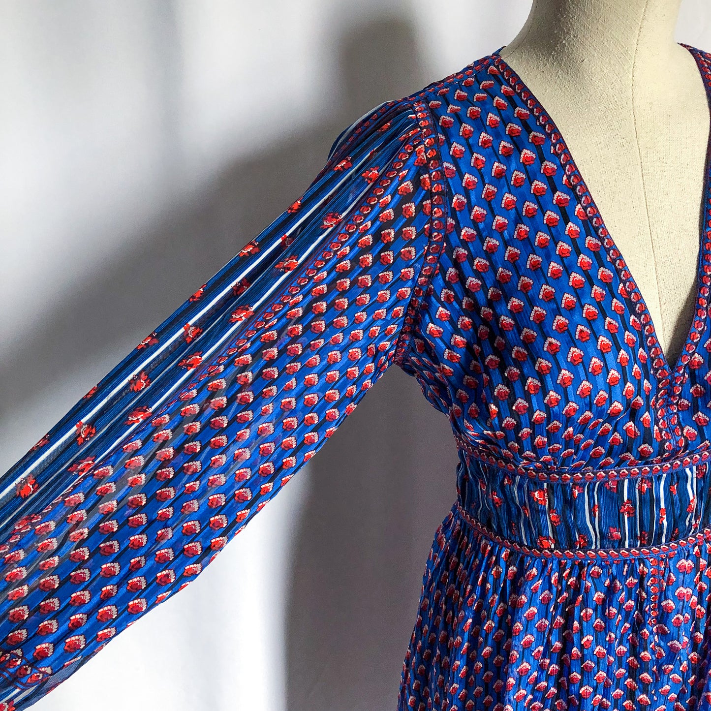 ULLA JOHNSON, Blue Silk Midi Dress, Sz. 6