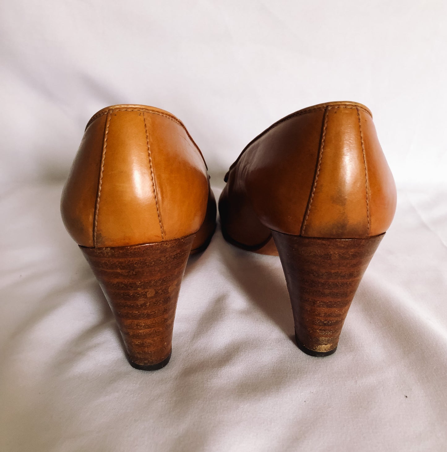 Vintage GUCCI Penny Loafer Light Brown Pumps, 80s Gucci Pumps, Sz. 37B