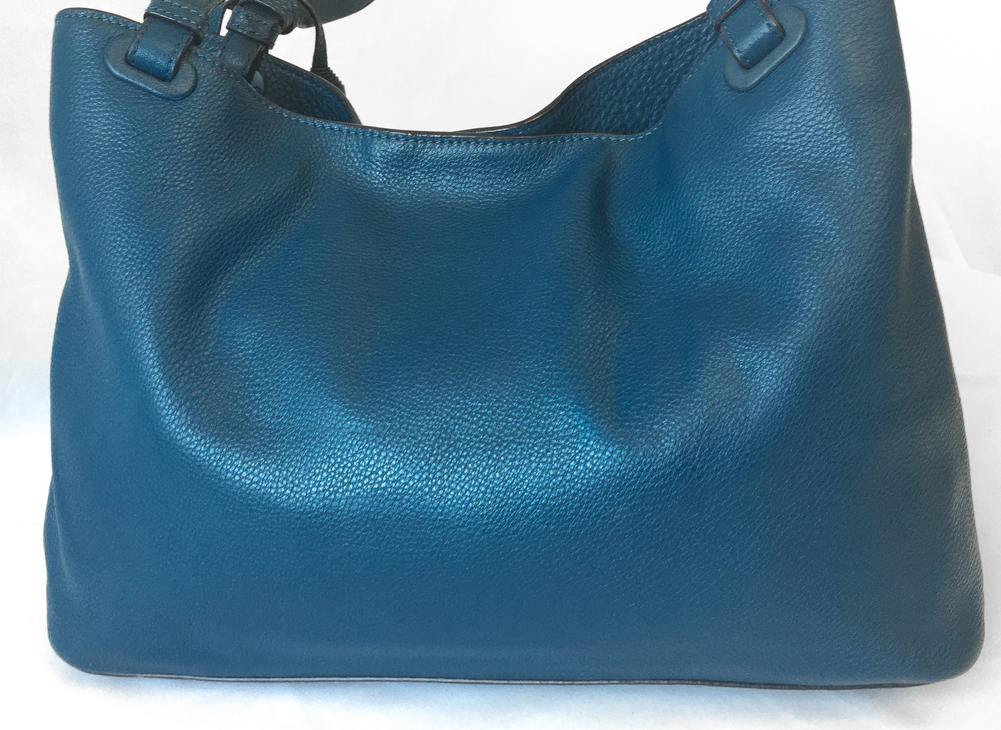 Tory Burch Blue Thea Center Zip Leather Tote Shoulder Shopper Bag