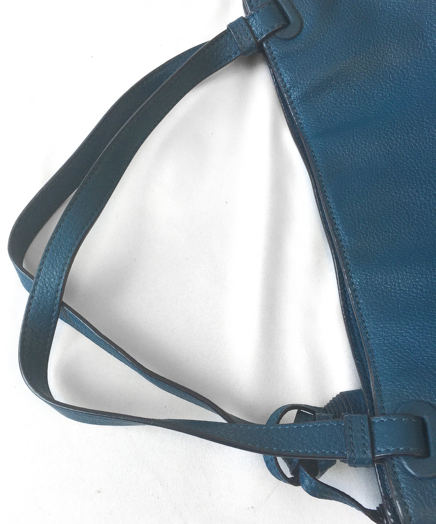 Tory Burch Blue Thea Center Zip Leather Tote Shoulder Shopper Bag