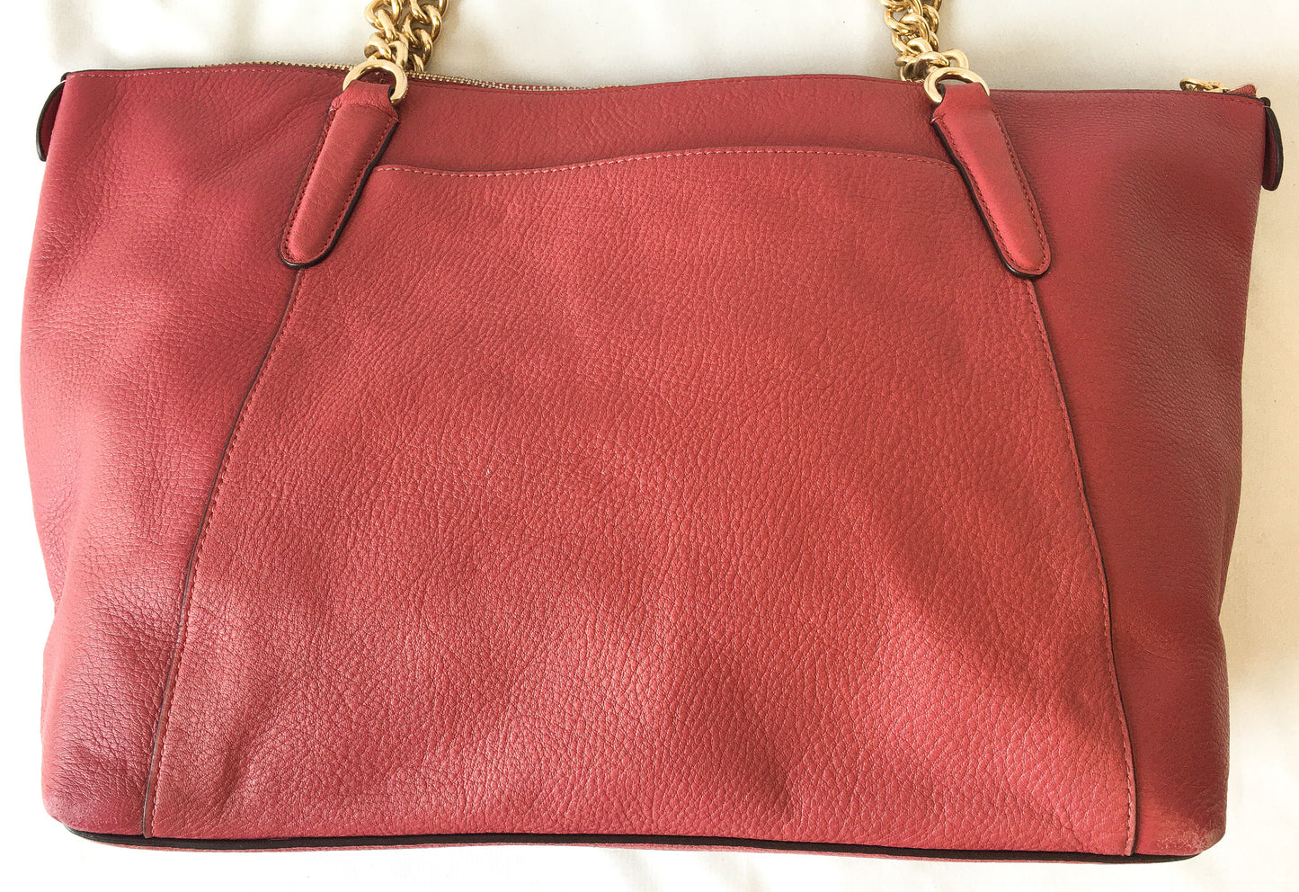Coach Ava Pink Chain Leather Tote Shoulder Bag F22211