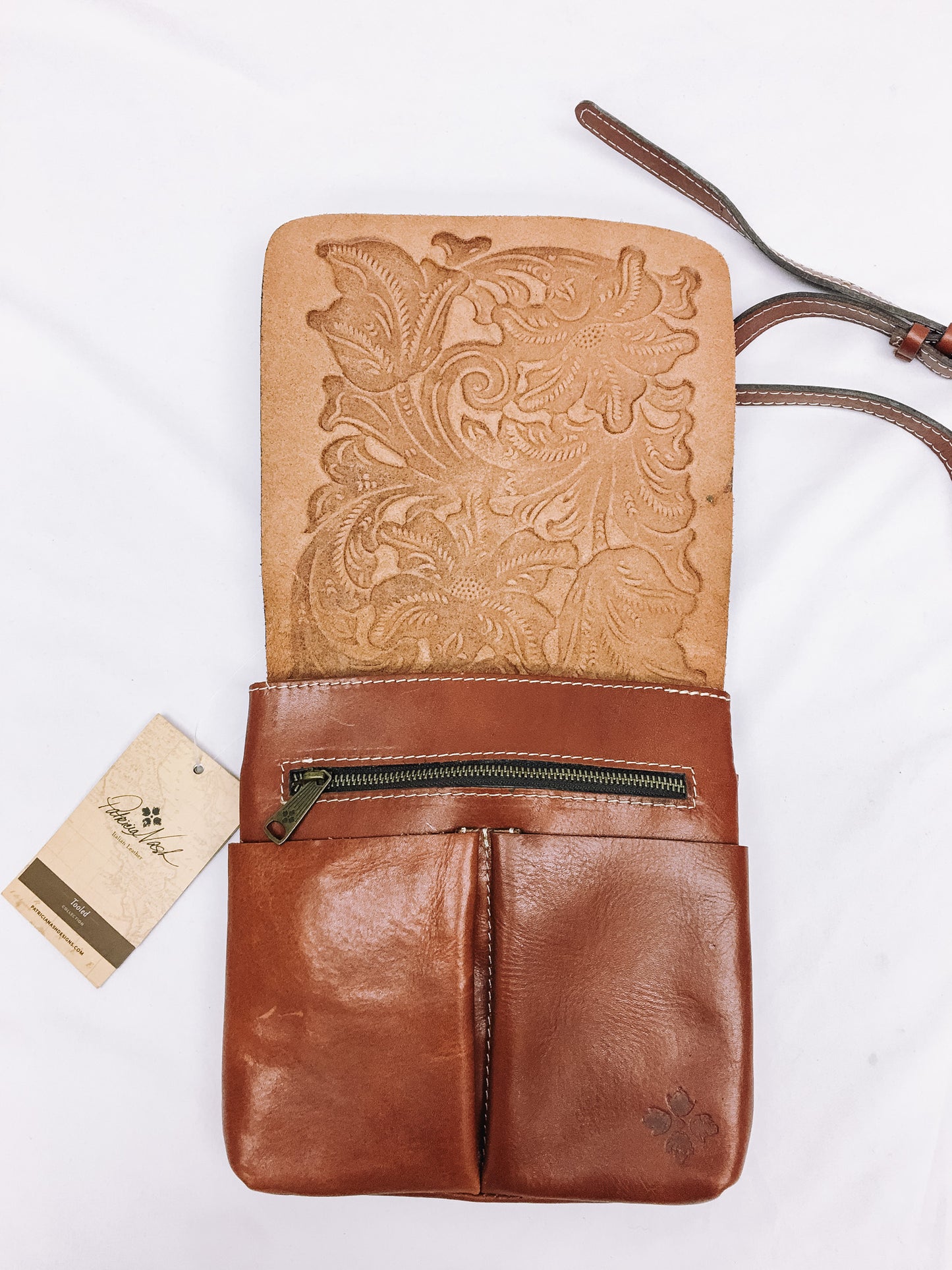 NWT Patricia Nash Granada Tooled Genuine Leather Purse & Coin Purse, Tooled Leather Crossbody