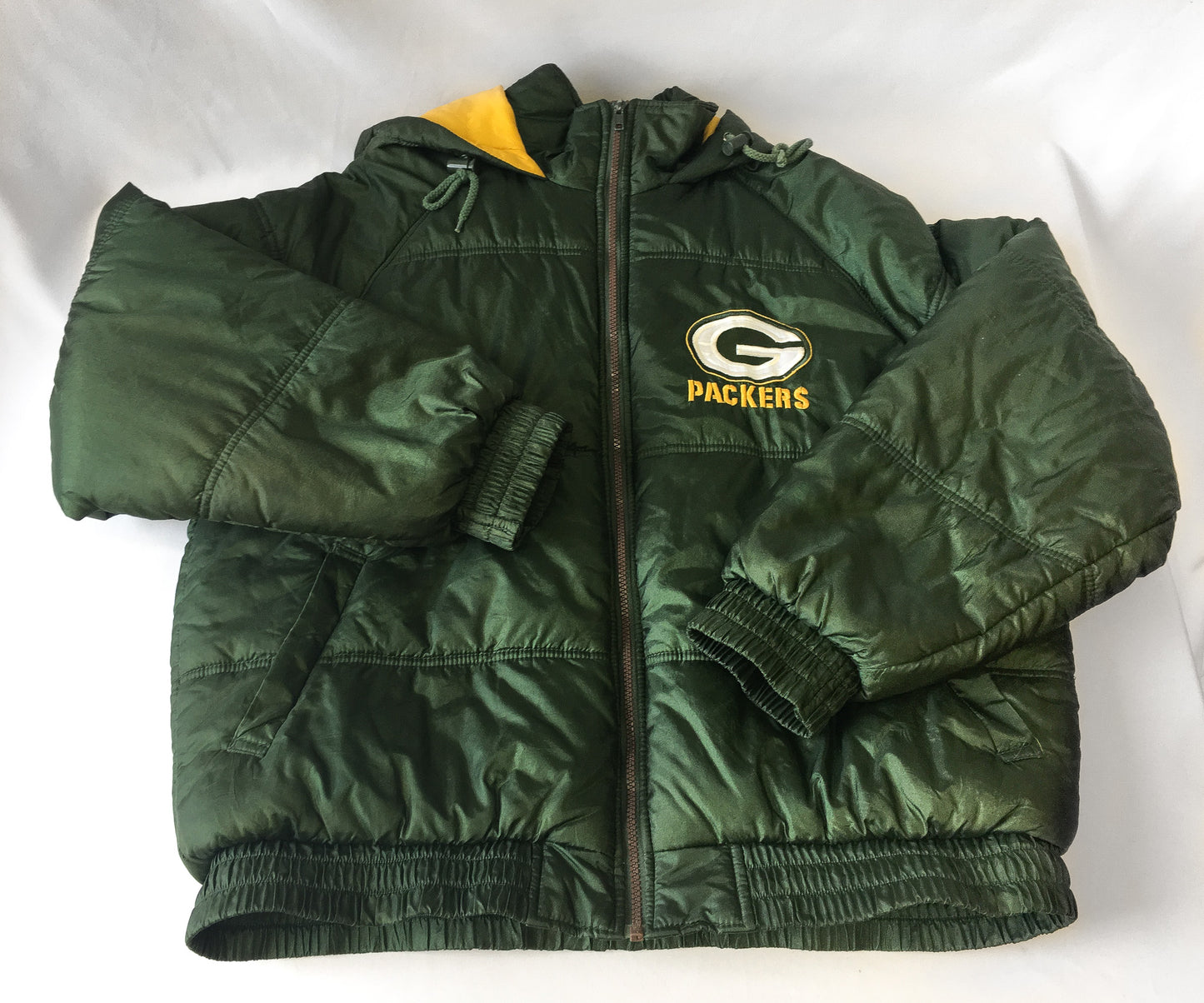 Vintage Green Bay Packers Embroidered Puffer Jacket, Men's Sz. L