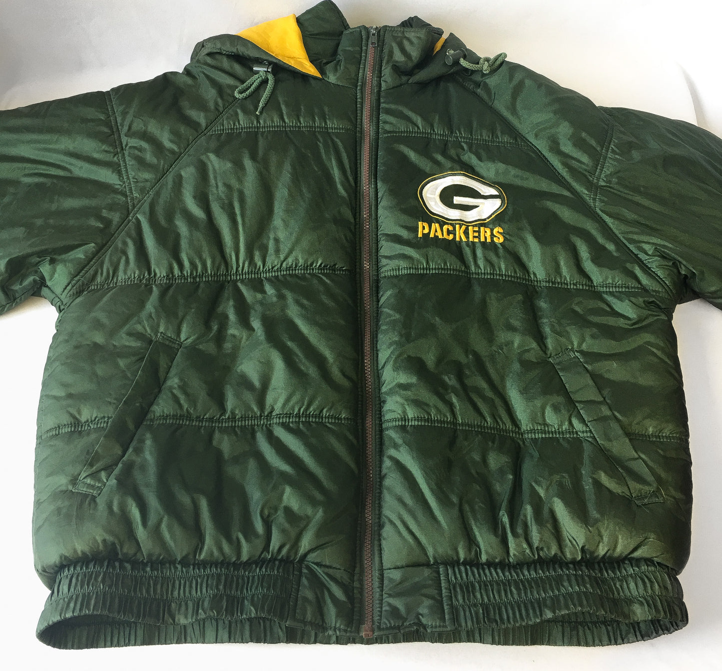 Vintage Green Bay Packers Embroidered Puffer Jacket, Men's Sz. L