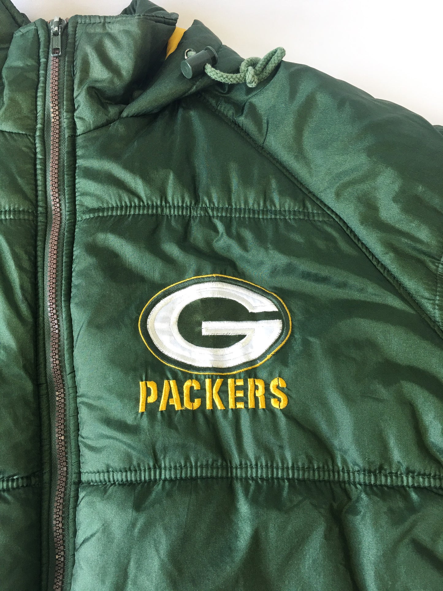 Vintage Green Bay Packers Embroidered Puffer Jacket, Men's Sz. L