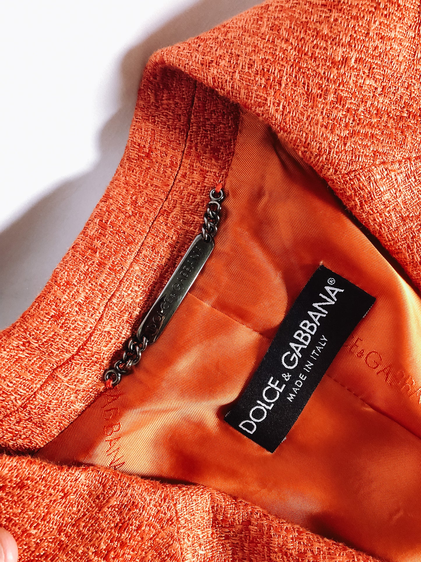 Vintage Dolce & Gabbana Orange Linen Blend Blazer Jacket, Sz. 46
