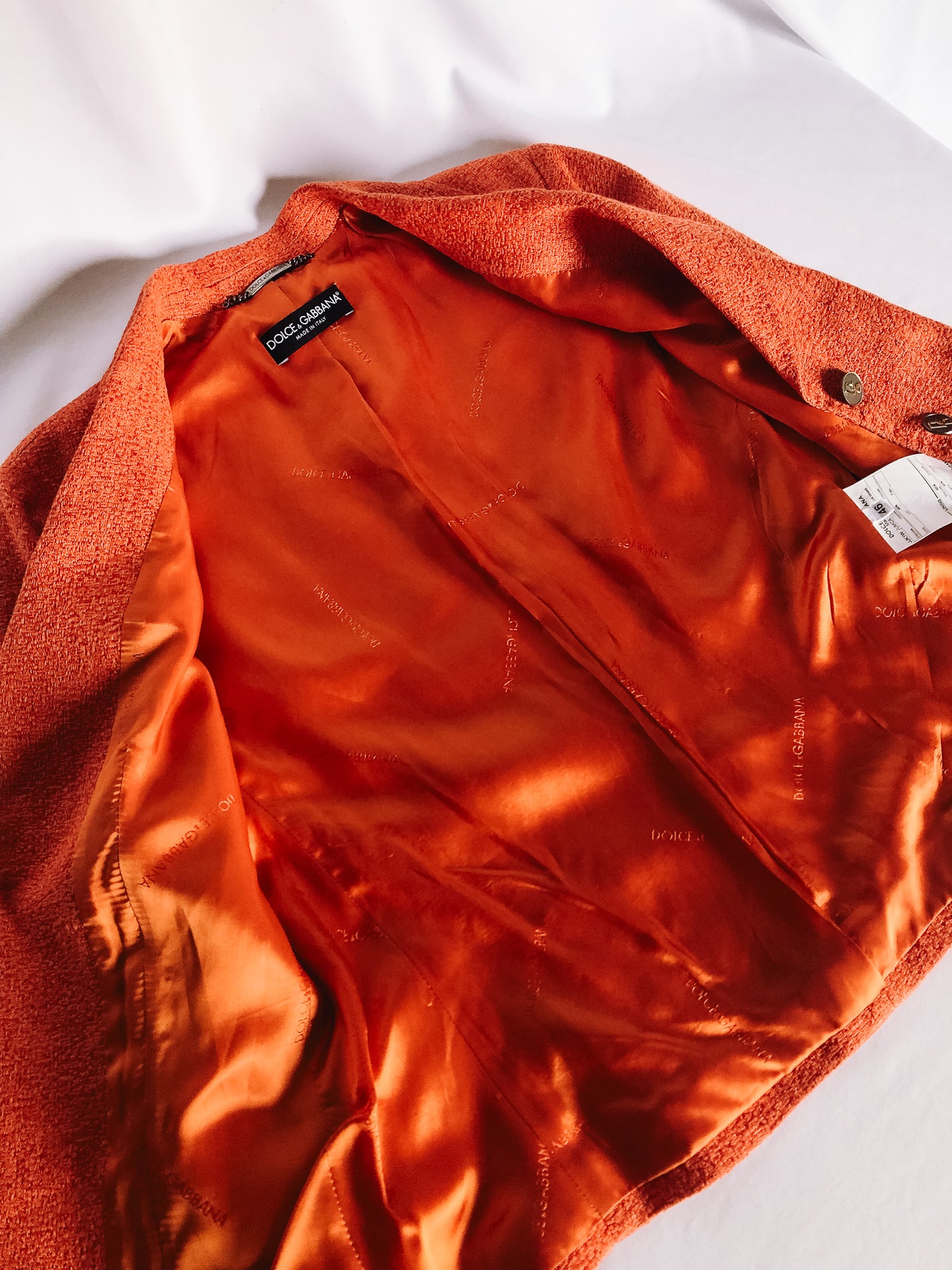 Vintage Dolce & Gabbana Orange Linen Blend Blazer Jacket, Sz. 46