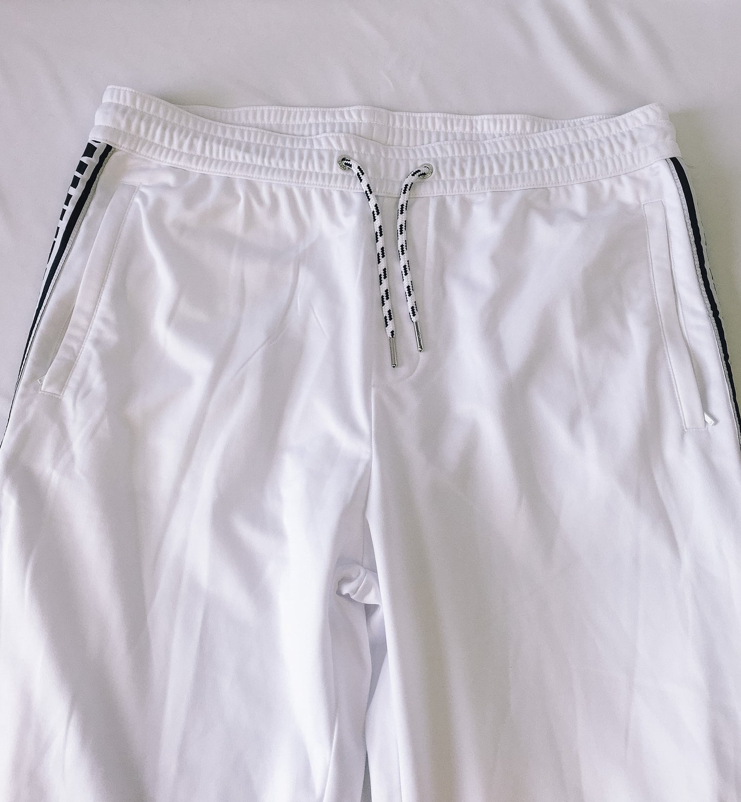 Armani Exchange A|X Men's White Triacetate Logo Tape Drawstring Sweatpants, Sz. L