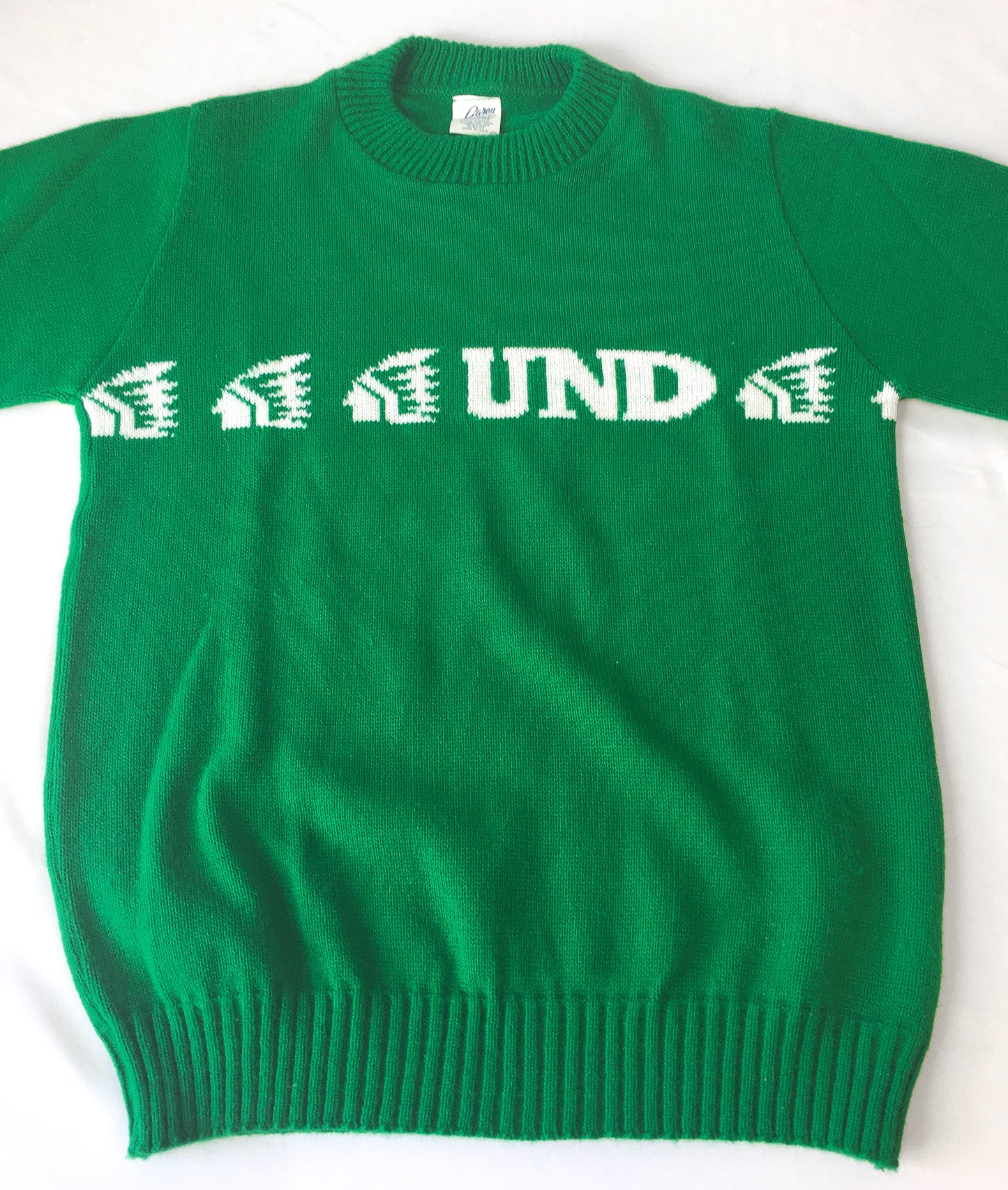 Vintage UND Fighting Sioux Green/White Logo Sweater, Women's Sz. XS/S
