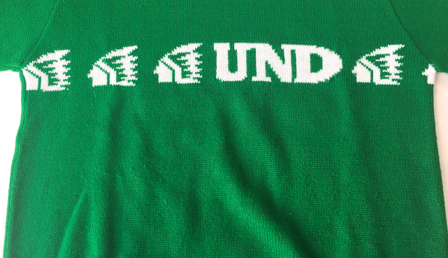 Vintage UND Fighting Sioux Green/White Logo Sweater, Women's Sz. XS/S