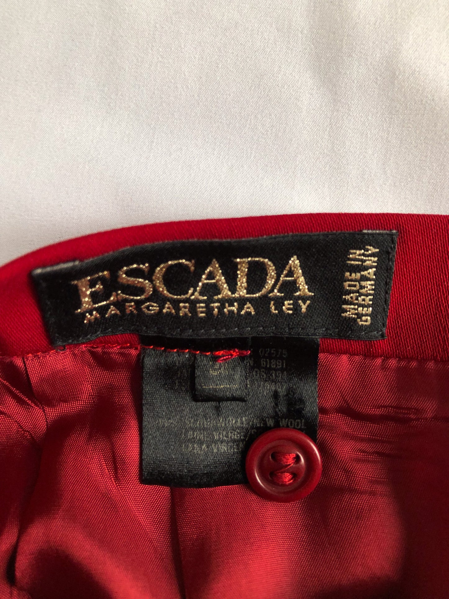 Vintage 80s Escada Margaretha Ley Red Pencil Skirt