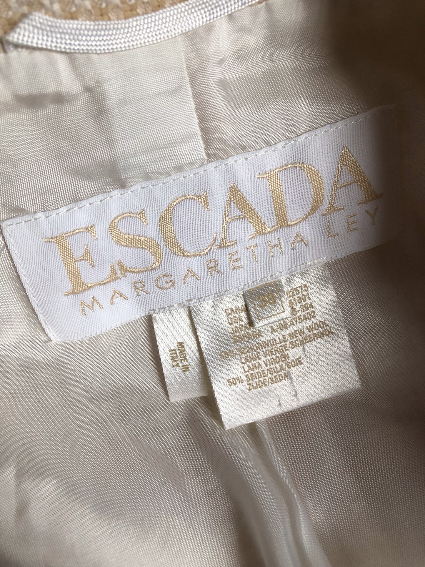 Vintage 90s Escada Margaretha Ley Woven Cream Blazer