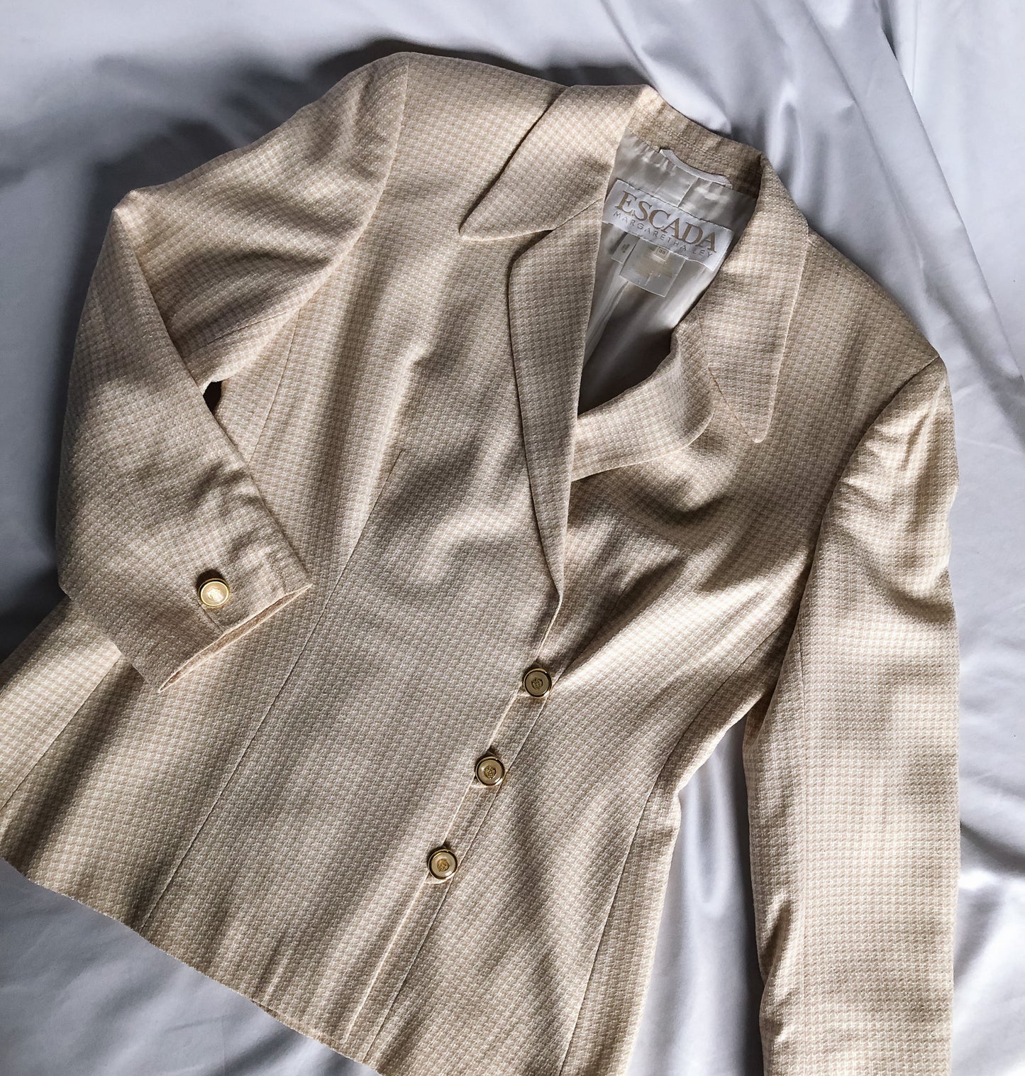 Vintage 90s Escada Margaretha Ley Woven Cream Blazer