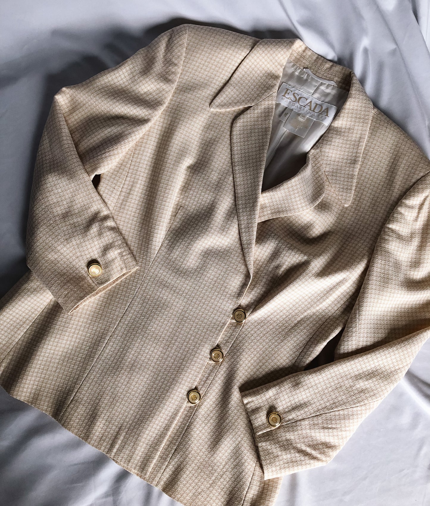 Vintage 90s Escada Margaretha Ley Woven Cream Blazer
