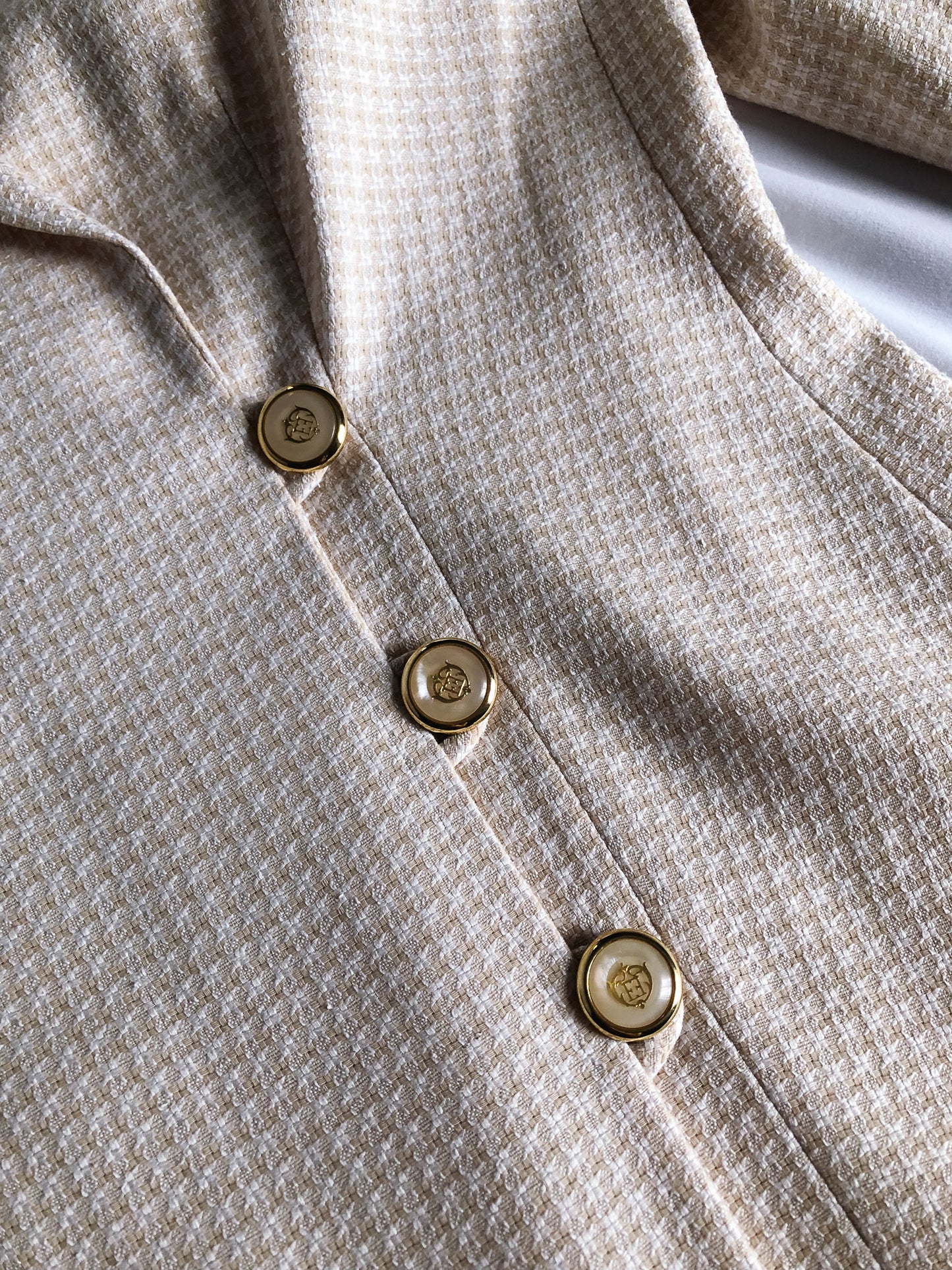 Vintage 90s Escada Margaretha Ley Woven Cream Blazer