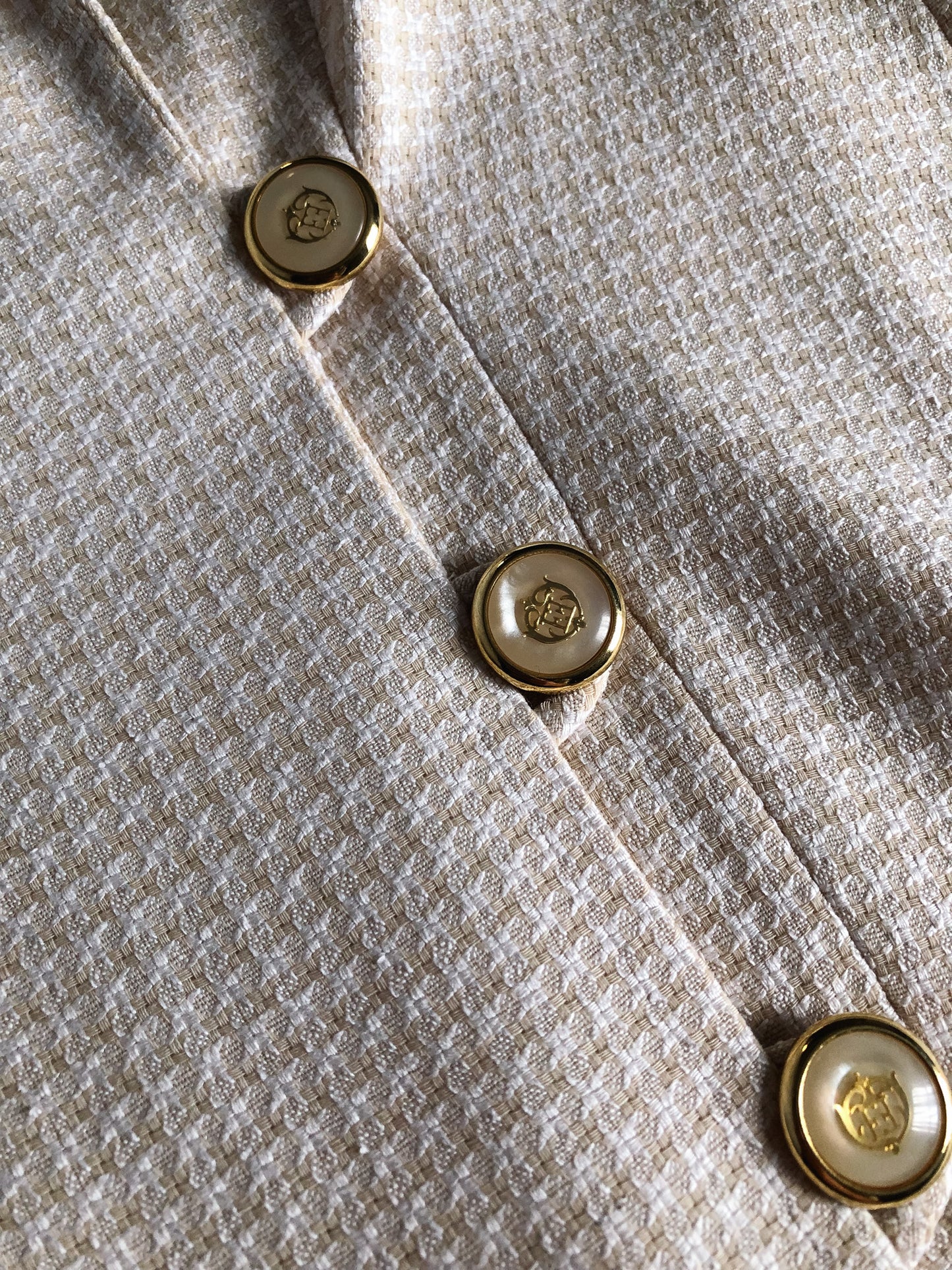 Vintage 90s Escada Margaretha Ley Woven Cream Blazer