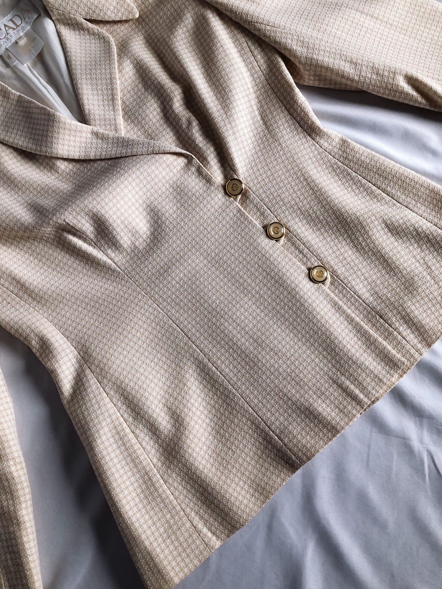 Vintage 90s Escada Margaretha Ley Woven Cream Blazer