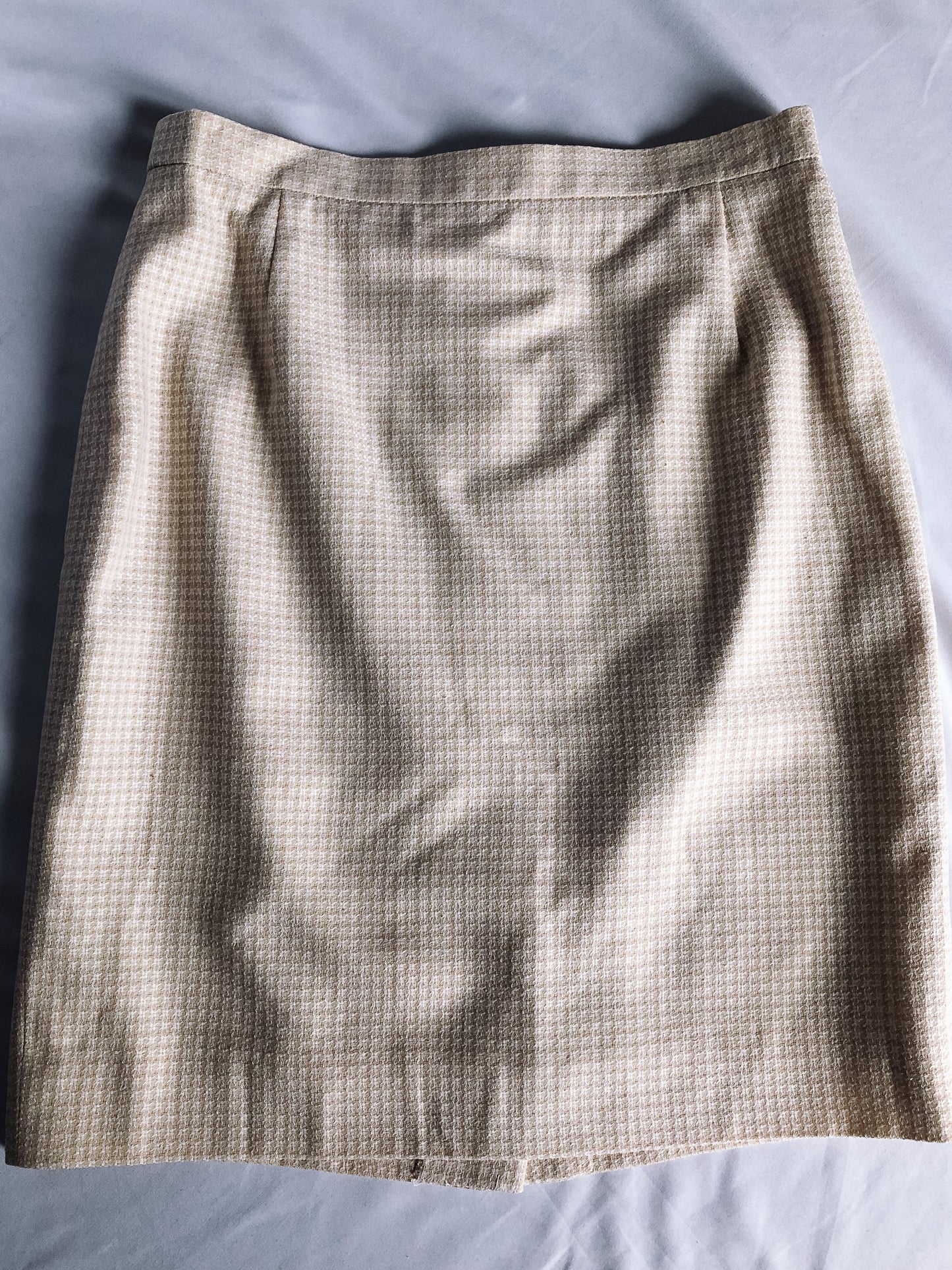Vintage 90s Escada Margaretha Ley Woven Cream Pencil Skirt