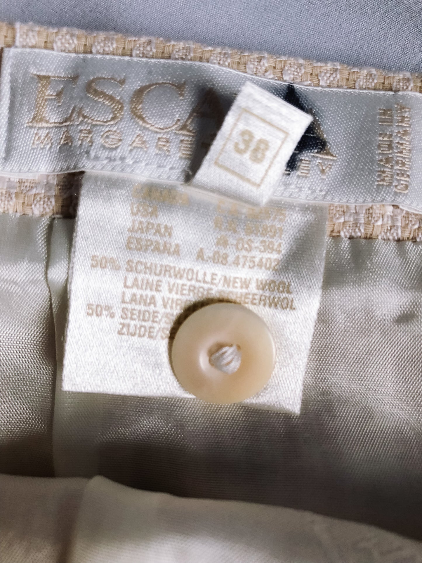 Vintage 90s Escada Margaretha Ley Woven Cream Pencil Skirt