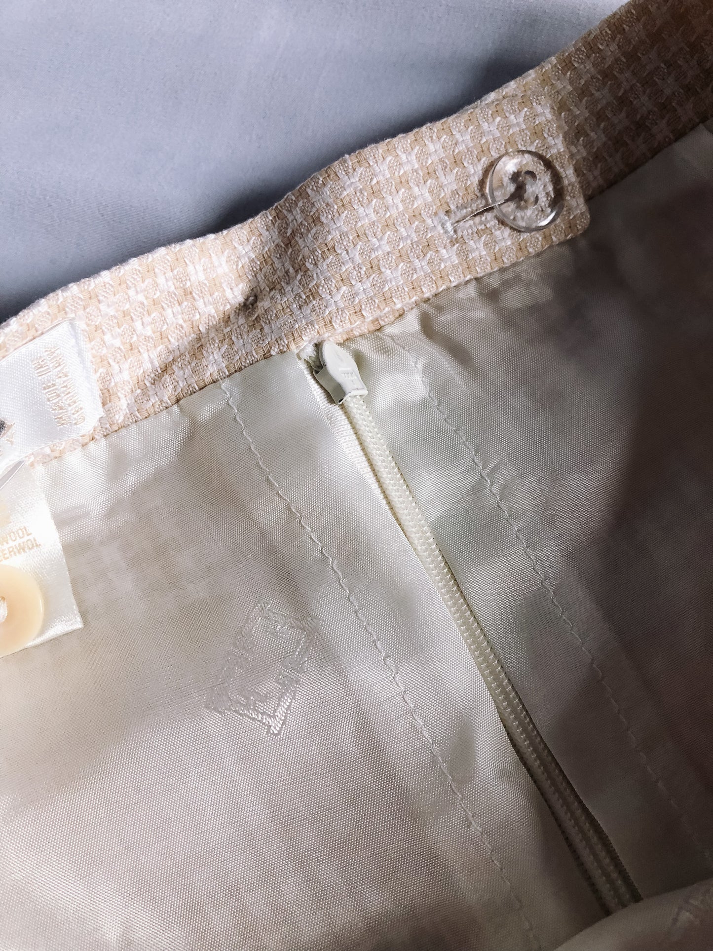 Vintage 90s Escada Margaretha Ley Woven Cream Pencil Skirt