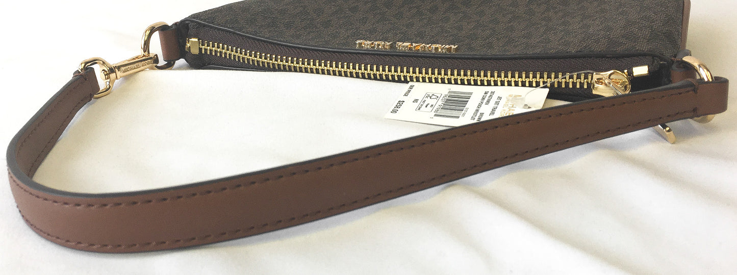 NWT Michael Kors Jet Set Brown Travel Pouch Wristlet Mini Bag