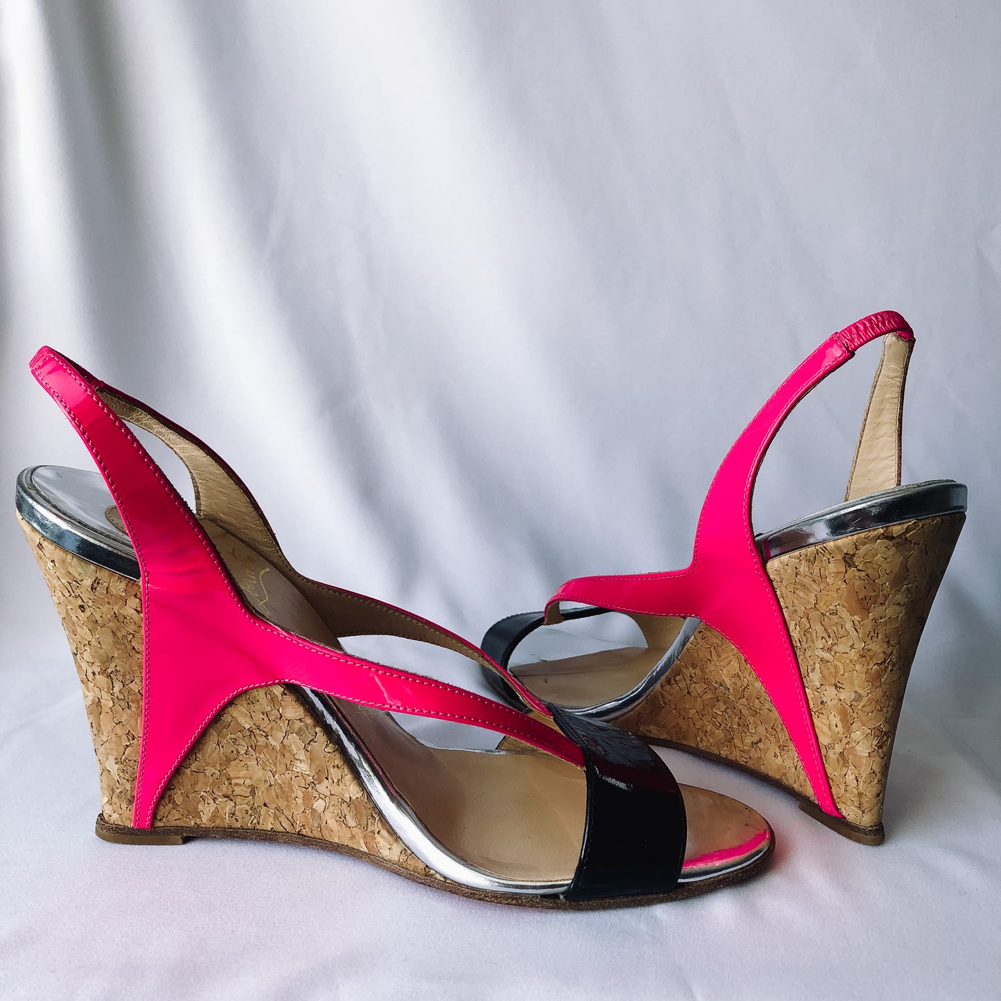 Authenticated CHRISTIAN LOUBOUTIN Yasmine Cork Wedge Sandals, Sz. 38