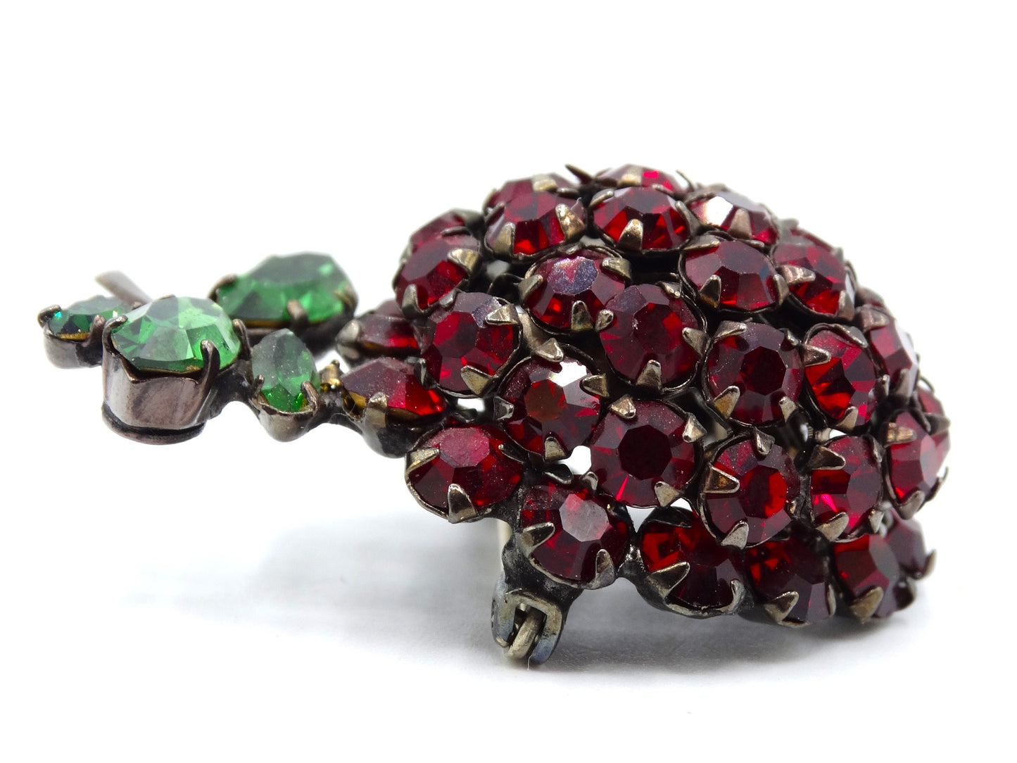 Vintage Marked SCHREINER New York Ruby Red Rhinestone Apple Brooch, Vintage Holiday Collectors Jewelry