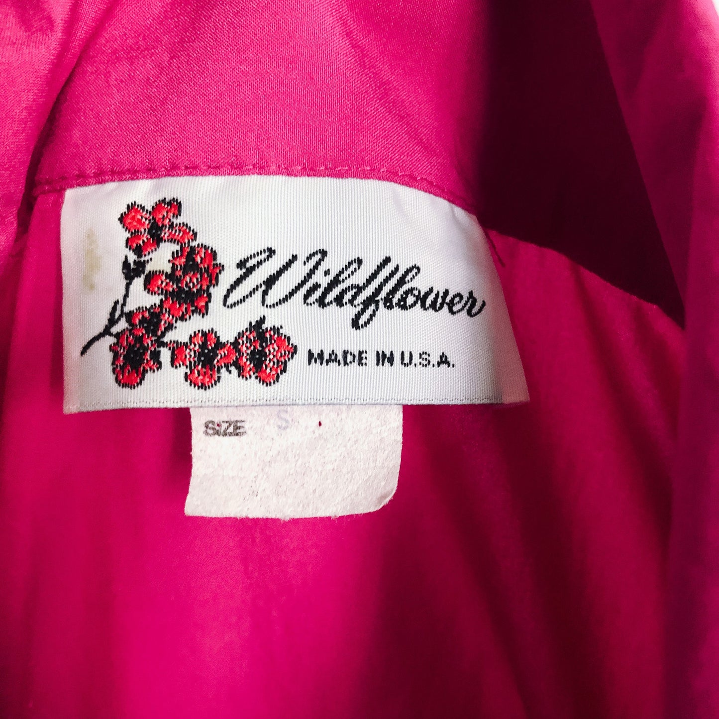 Vintage Fuchsia Pink Button-up Blouse, Wildflower Brand, Sz. S
