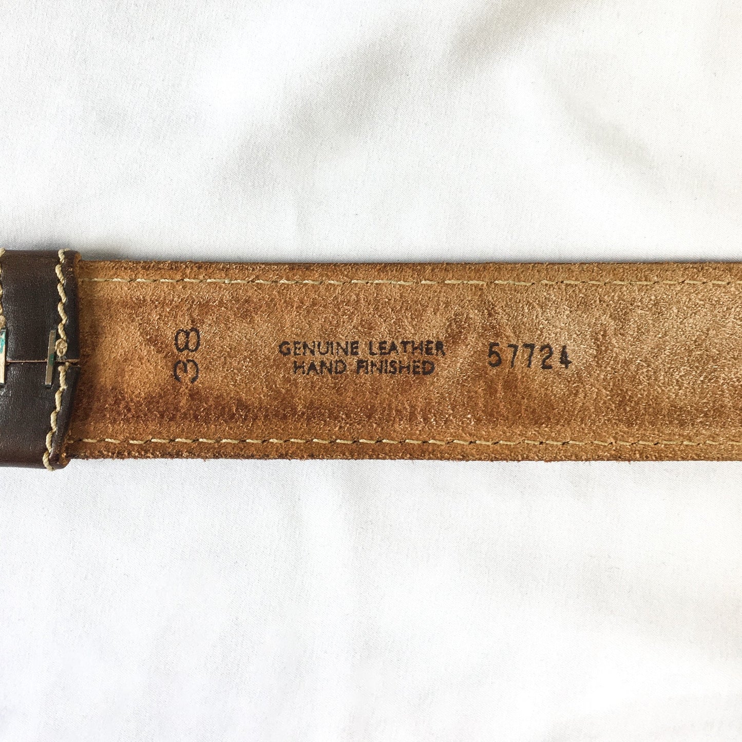 Vintage 80s Sears Genuine Leather Acorn Engraved Belt with Engraved Horse Buckle, Sz. 38, Vintage Western Belt